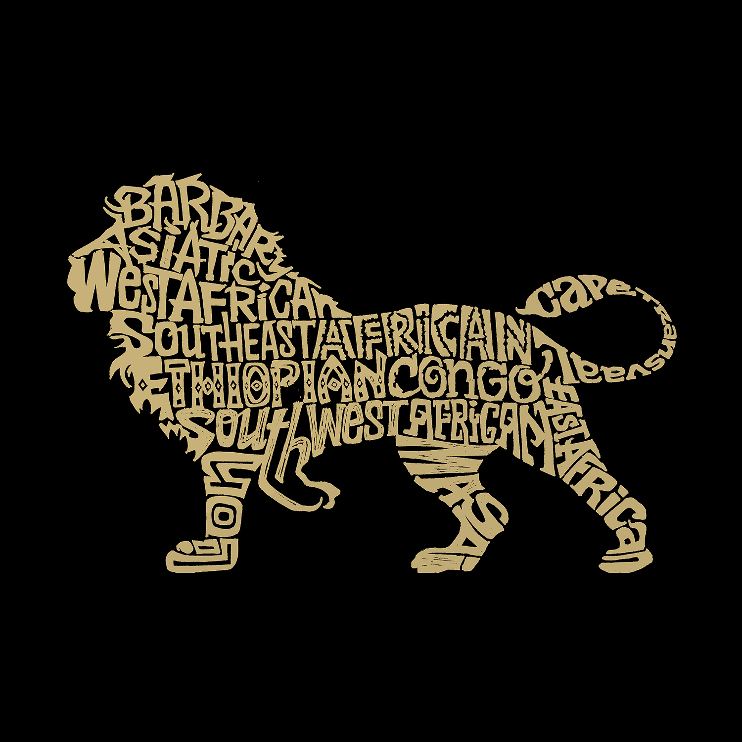LA Pop Art Lion - Men's Word Hooded Sweatshirt