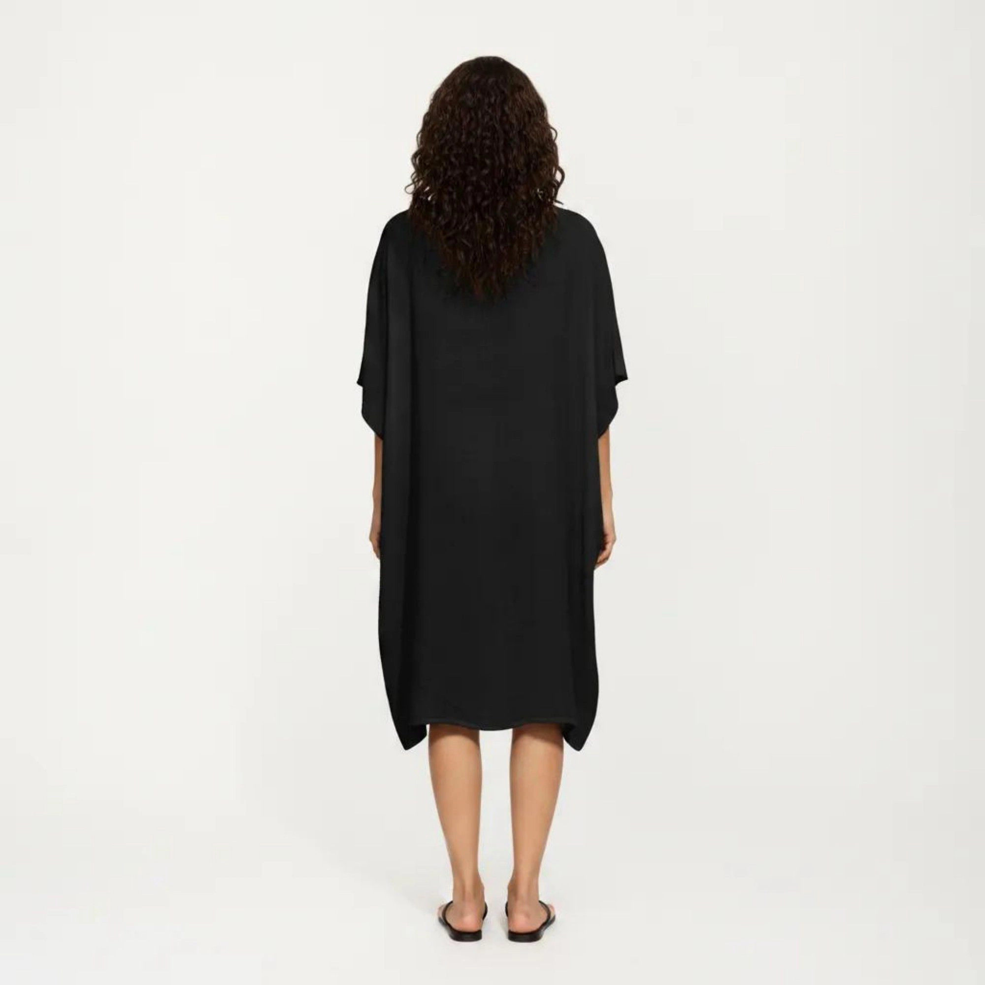 Anna-Kaci Women's Crochet Trim Short Sleeve Lightweight Beach Swim Cover Up Dress