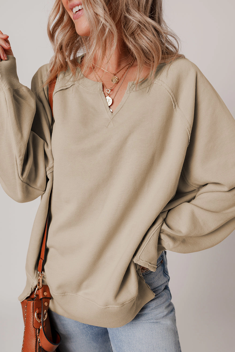 Threaded Pear Women's Ashley Sleeve Side Slit Sweatshirt