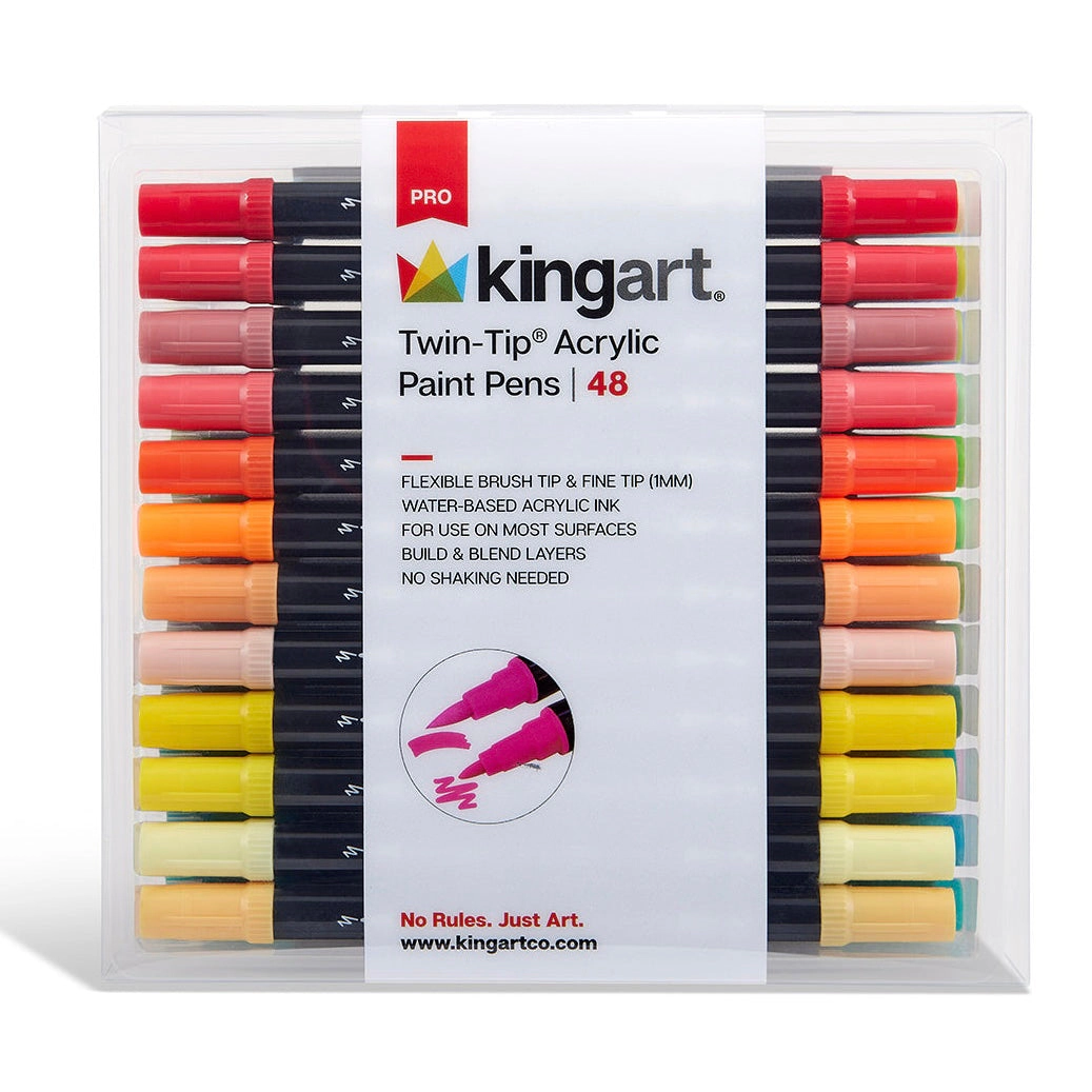 KINGART PRO Twin-Tip Acrylic Paint Pens - 48 Colors