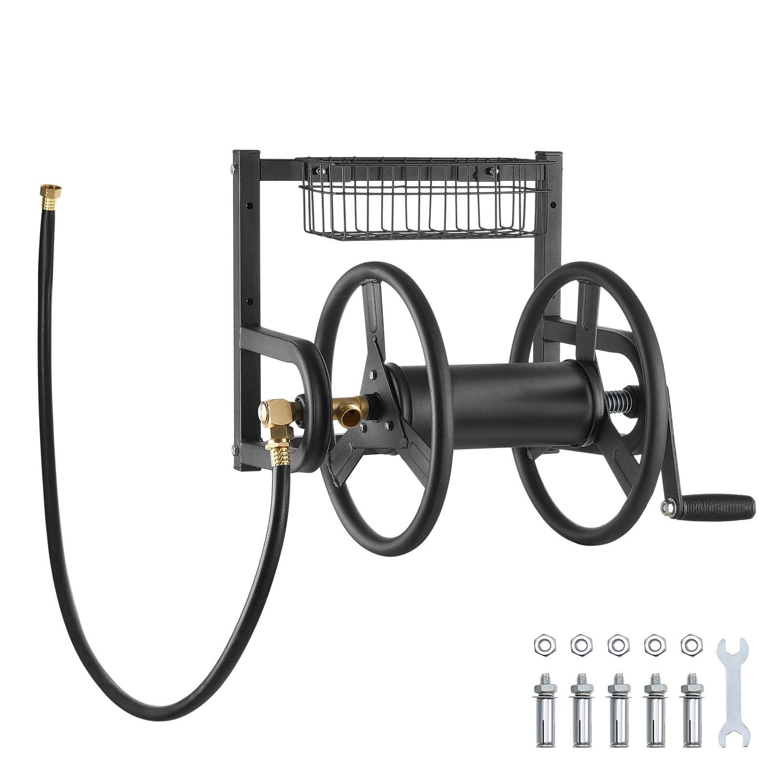HONGGE Heavy-Duty Wall Mounted Garden Hose Reel Holds 5/8-inch Hose Outdoor Winder