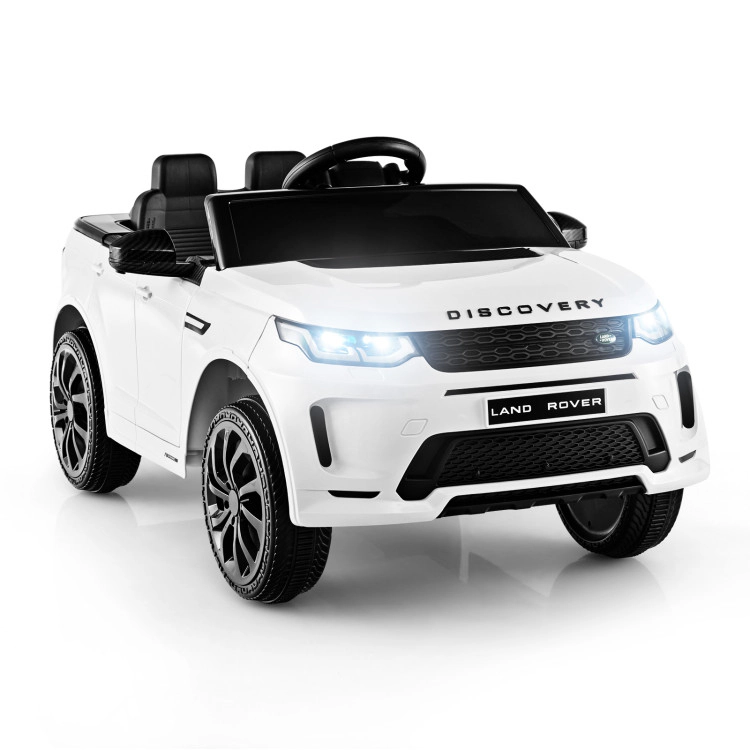SUGIFT 12V Kids Ride On Car with Remote Control Slow Start System LED Lights 55-lb Capacity Ages 3-6 42.5-in Long White