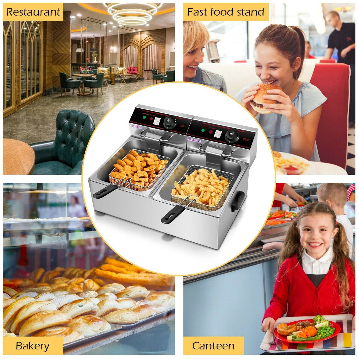 SlickBlue Commercial Style Electric Fryer for Home and Food Service Cooking