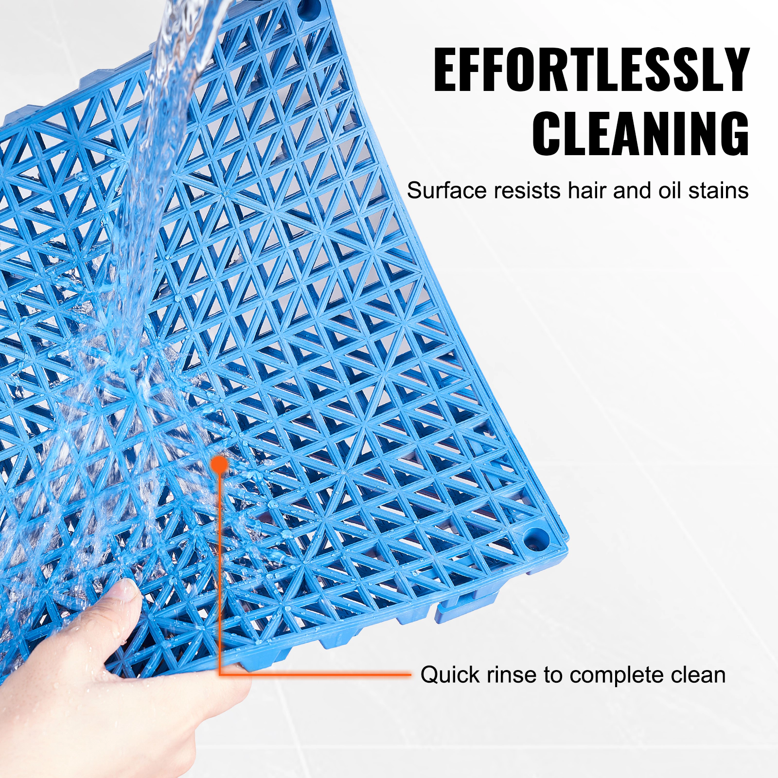HONGGE Interlocking Drainage Tile, 12x12 In Soft PVC, 55-Piece Set, Non-Slip Blue Flooring for Bathroom, Kitchen & Pool
