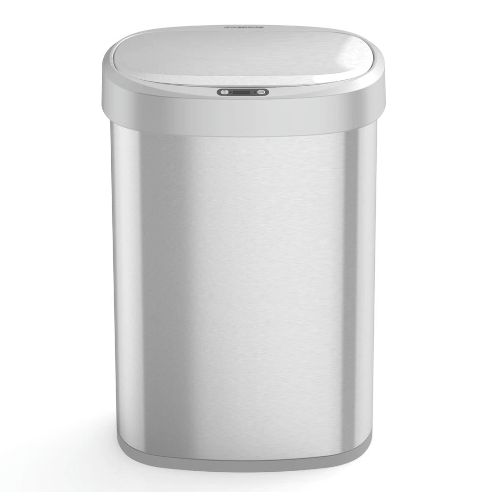 Ninestars Oval 13-Gallon Stainless Steel Motion Sensor Trash Can