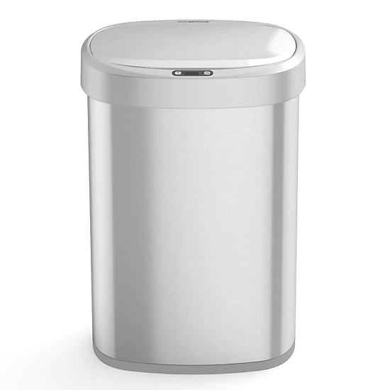 Ninestars Oval 13-Gallon Stainless Steel Motion Sensor Trash Can