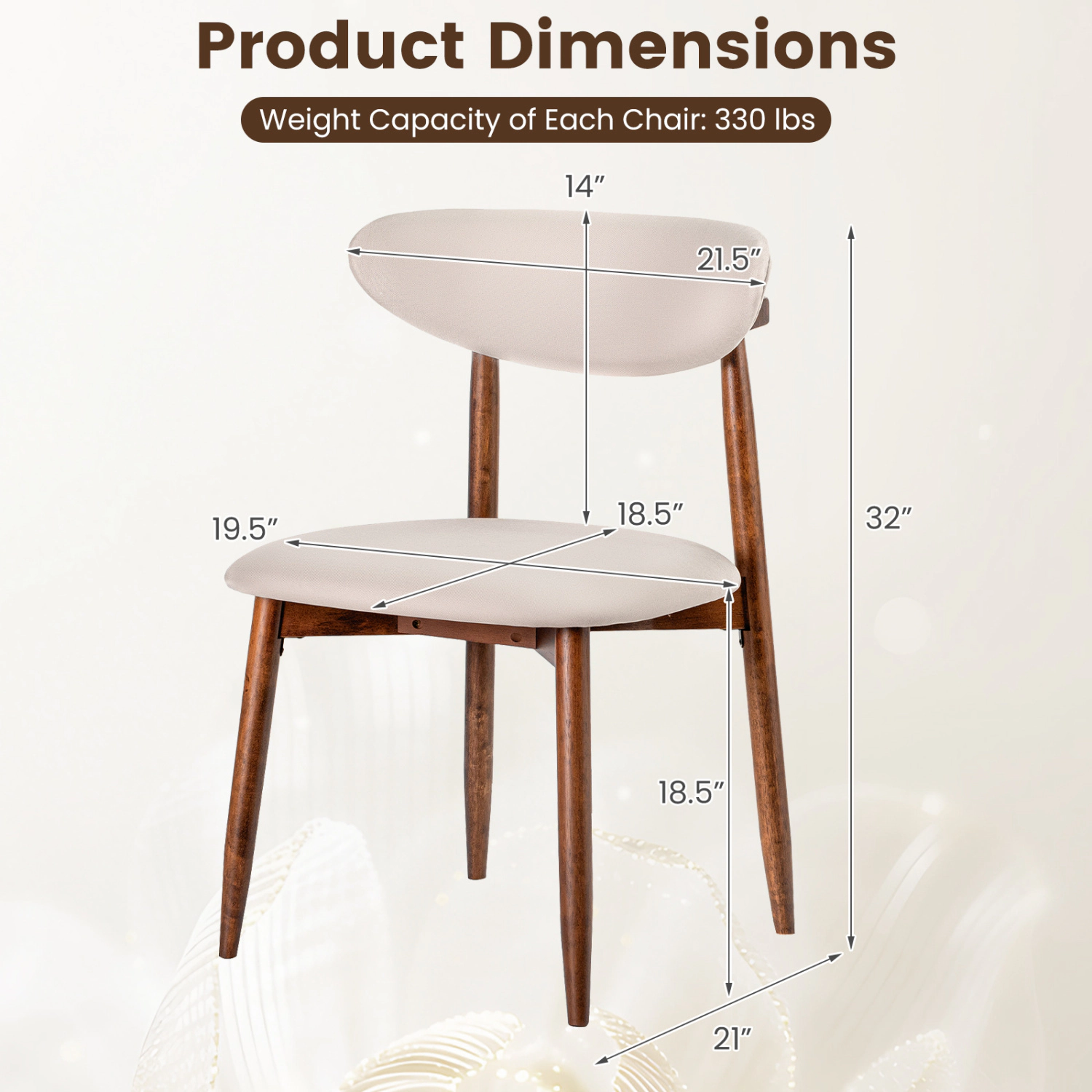 LJG Set of Fabric Upholstered Dining Chairs with Curved Backs