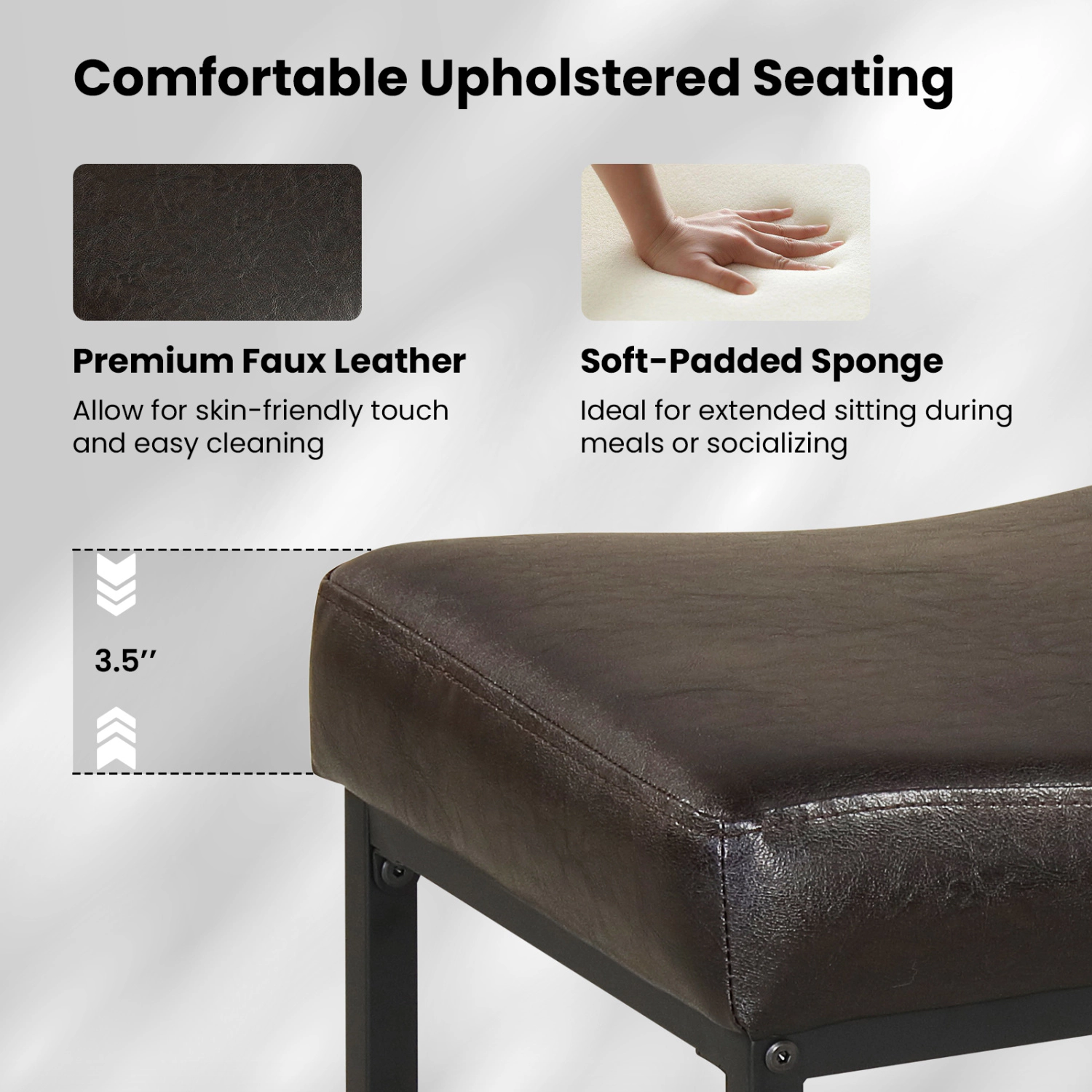 Glintex 2-Piece 25-Inch Backless Saddle Counter Stool Set with Faux Leather Seat