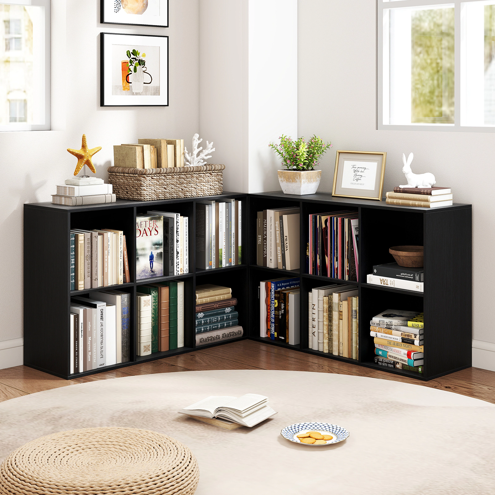 Costway 6-Cube Bookcase Modern 3-Tier Storage Organizer Horizontal Vertical Bookshelf Natural