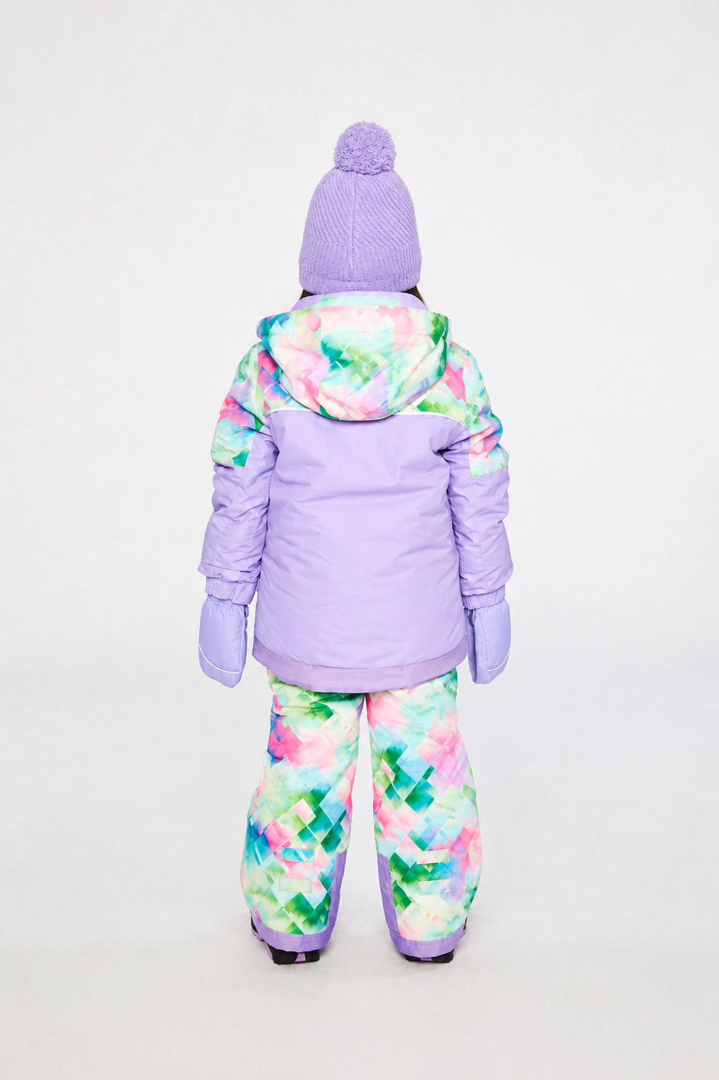 Deux par Girls Two Piece Play Snowsuit with Hooded Jacket and Diamond Print Snow Pants