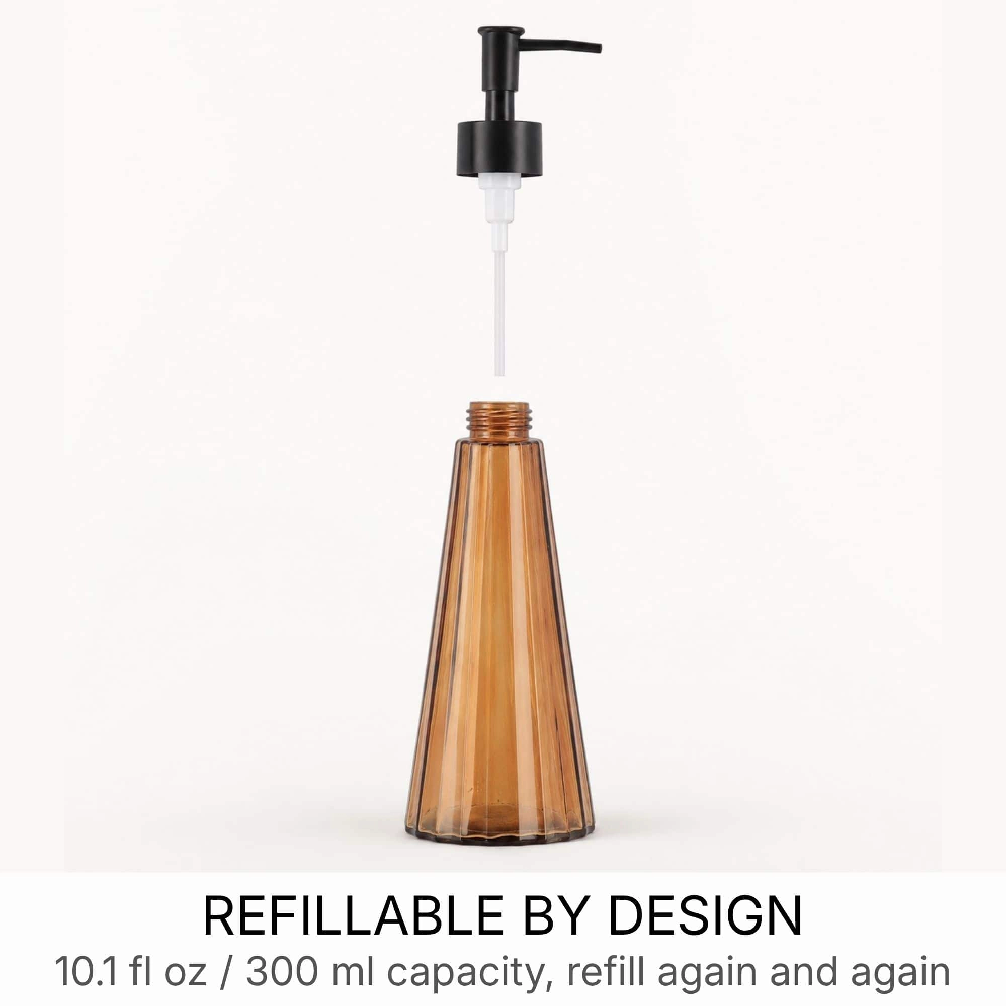 Evideco Faceted Glass Soap Dispenser with Matte Black Pump, 10 oz.
