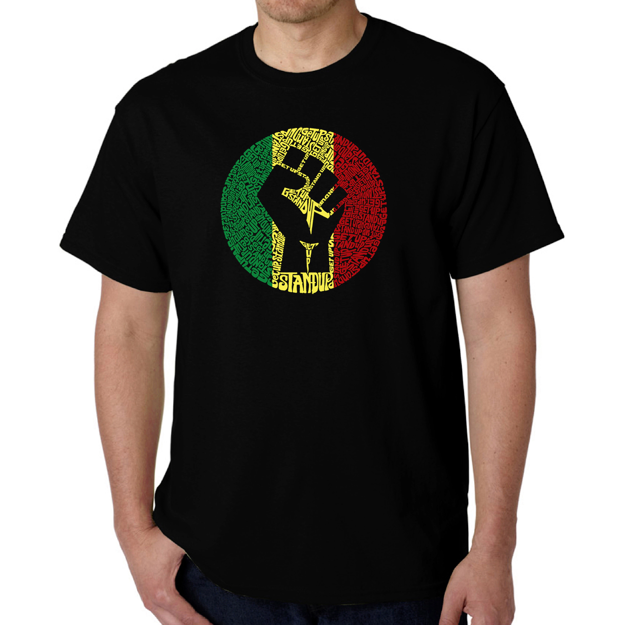LA Pop Art Men's Word T-Shirt - Get Up Stand