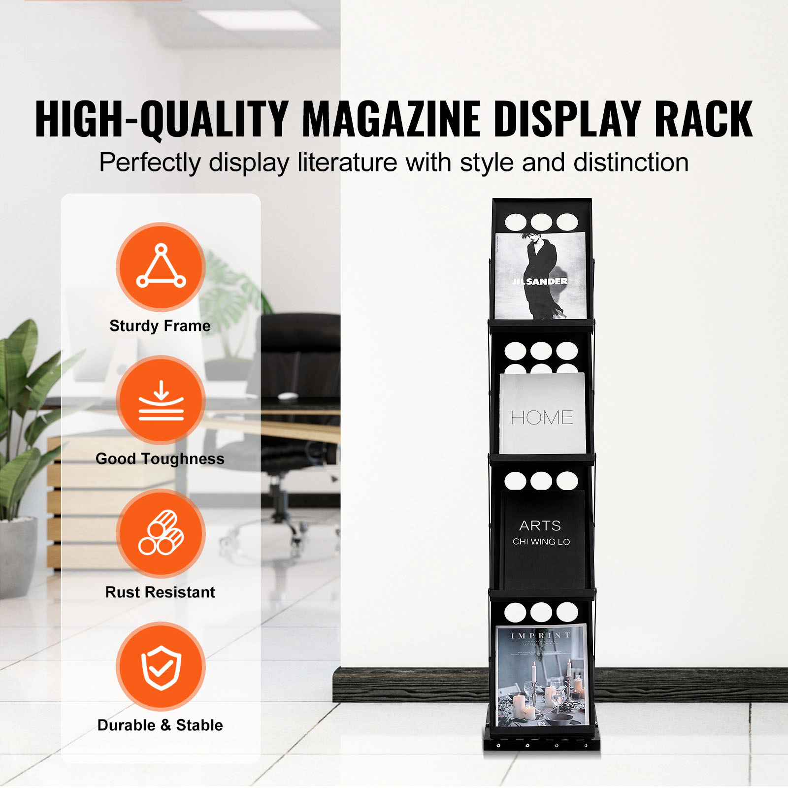 HONGGE Foldable Magazine Display Rack, Brochure Literature Stand