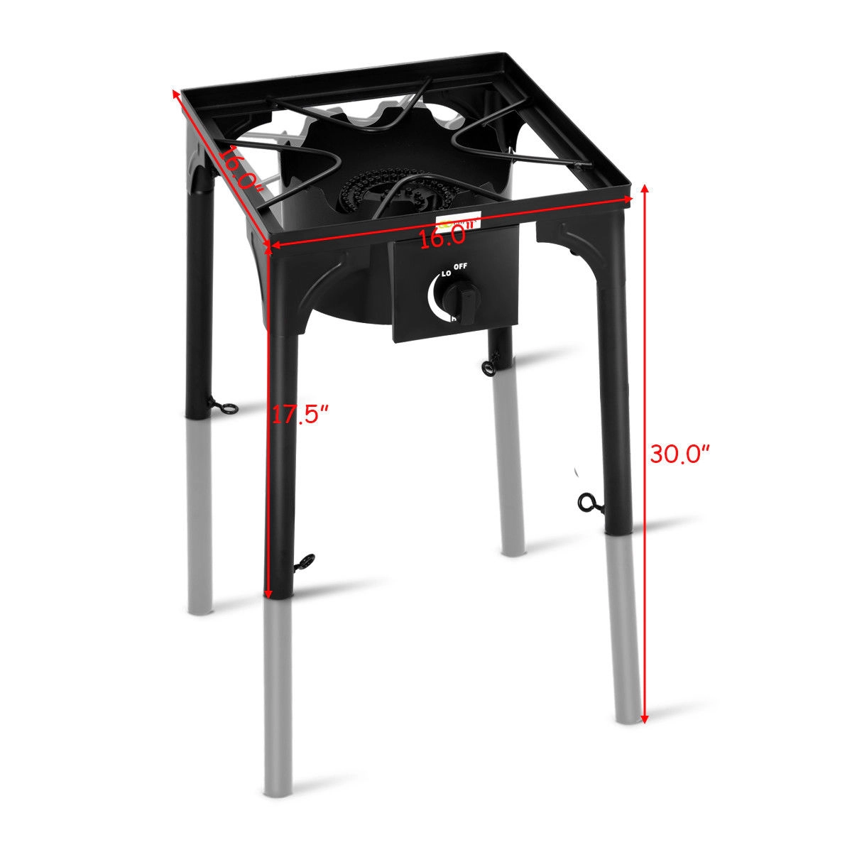 SUGIFT 100000-BTU Black Single Burner Propane Camp Stove with Detachable Legs 15.5-in W 15.5-in D 17-in H