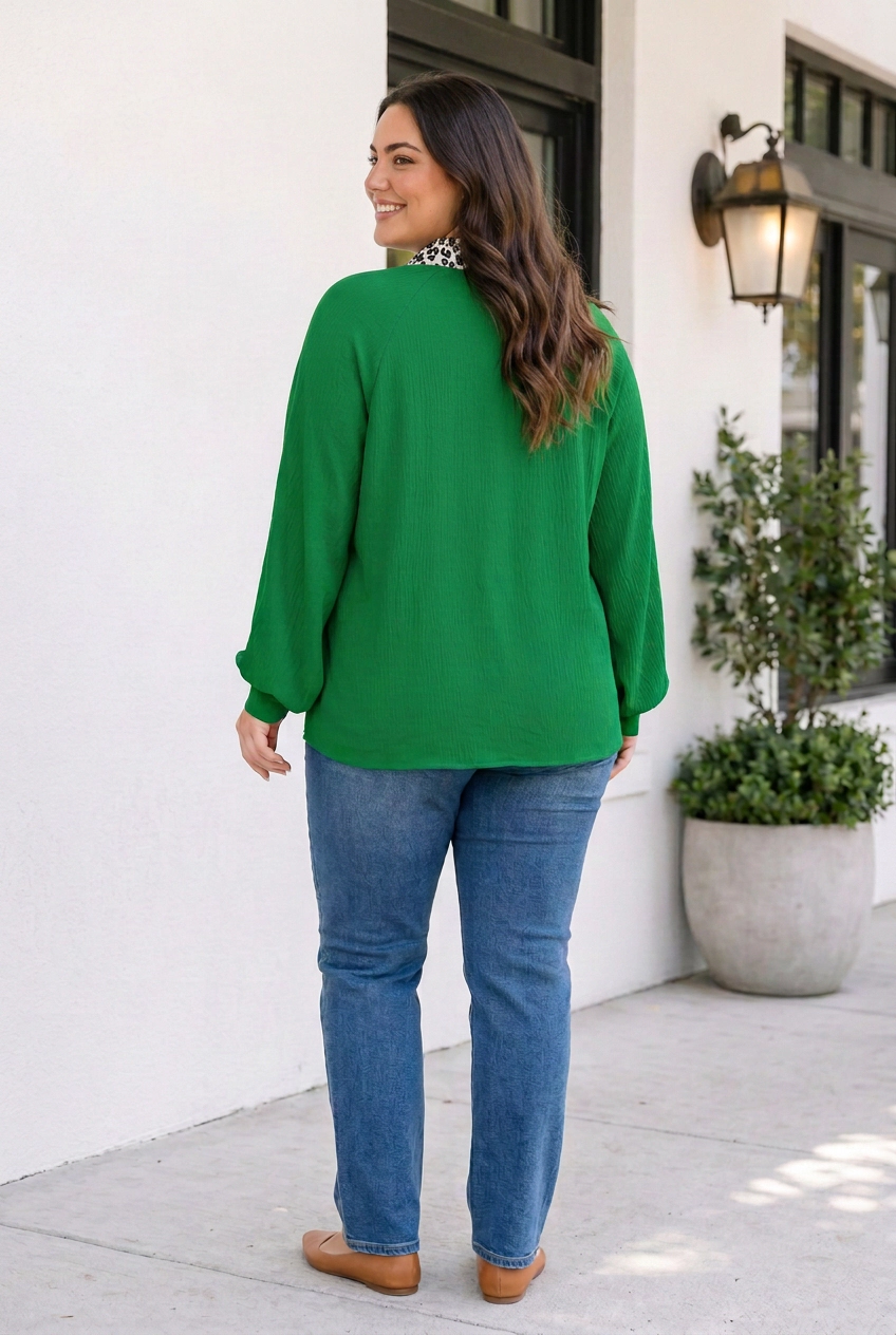 Threaded Pear Zaria Puff Sleeve PLUS Blouse