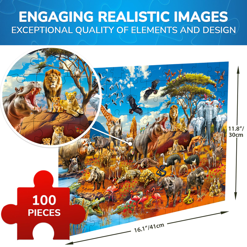 QUOKKA 100-Piece Kids Puzzle Set – Illustrated Jigsaw Puzzles with Educational Themes for Ages 6+