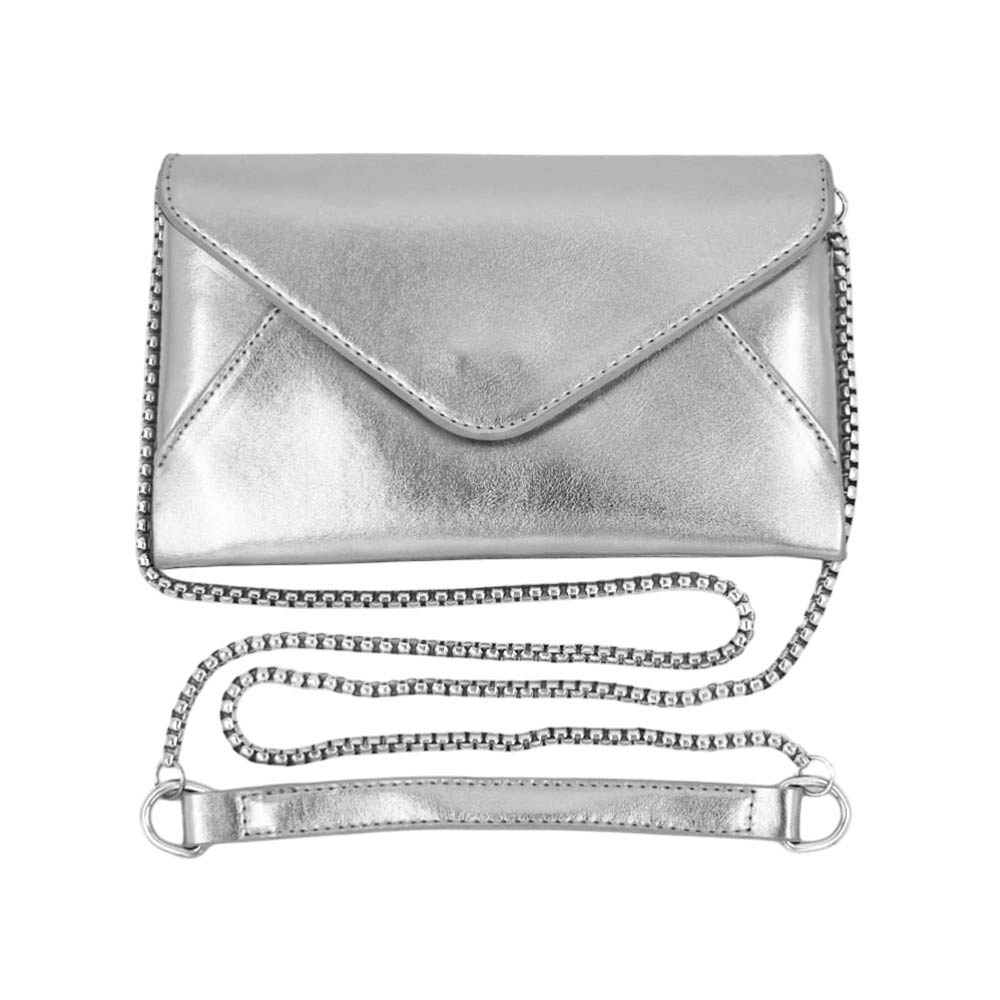 Fashnzfab Faux Leather Metallic Envelope Clutch Crossbody Bag