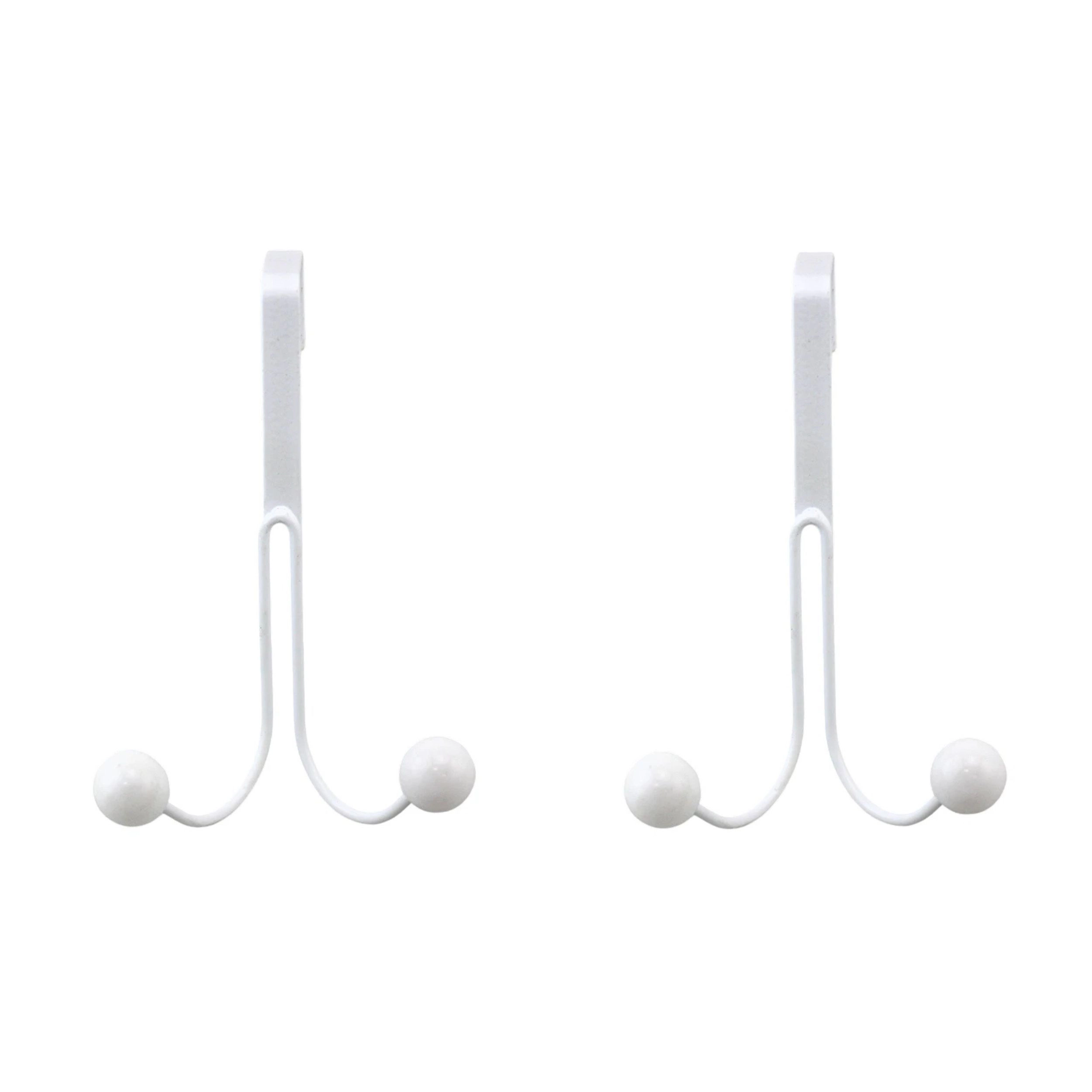 Home Collection White Metal Over the Door Hooks Pack of 2