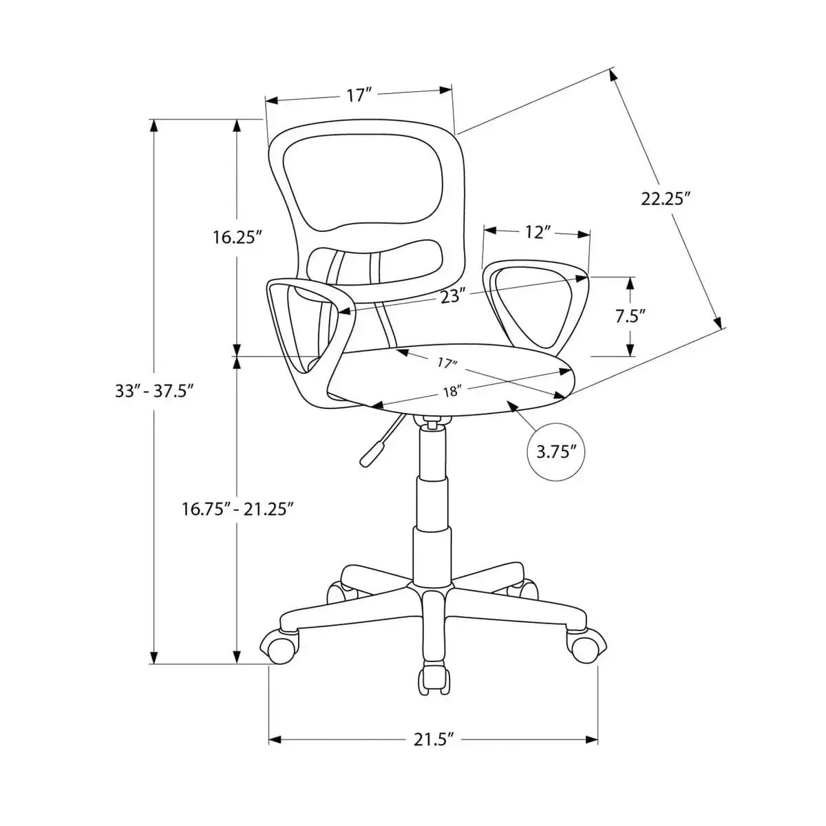 Platinum-Level Office Chairs Ergonomic Office Chair with Adjustable Swivel Comfort and Mesh Back