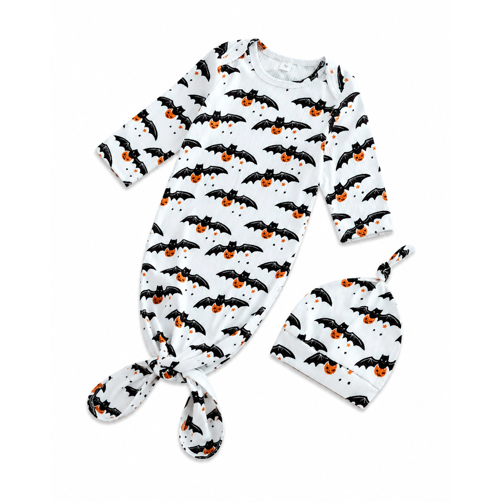 Laurenza's Baby Boys Halloween Bat Knotted Gown with Hat