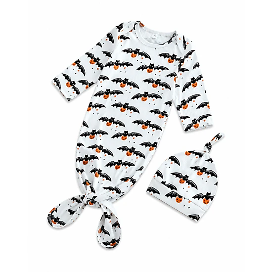 Laurenza's Baby Boys Halloween Bat Knotted Gown with Hat
