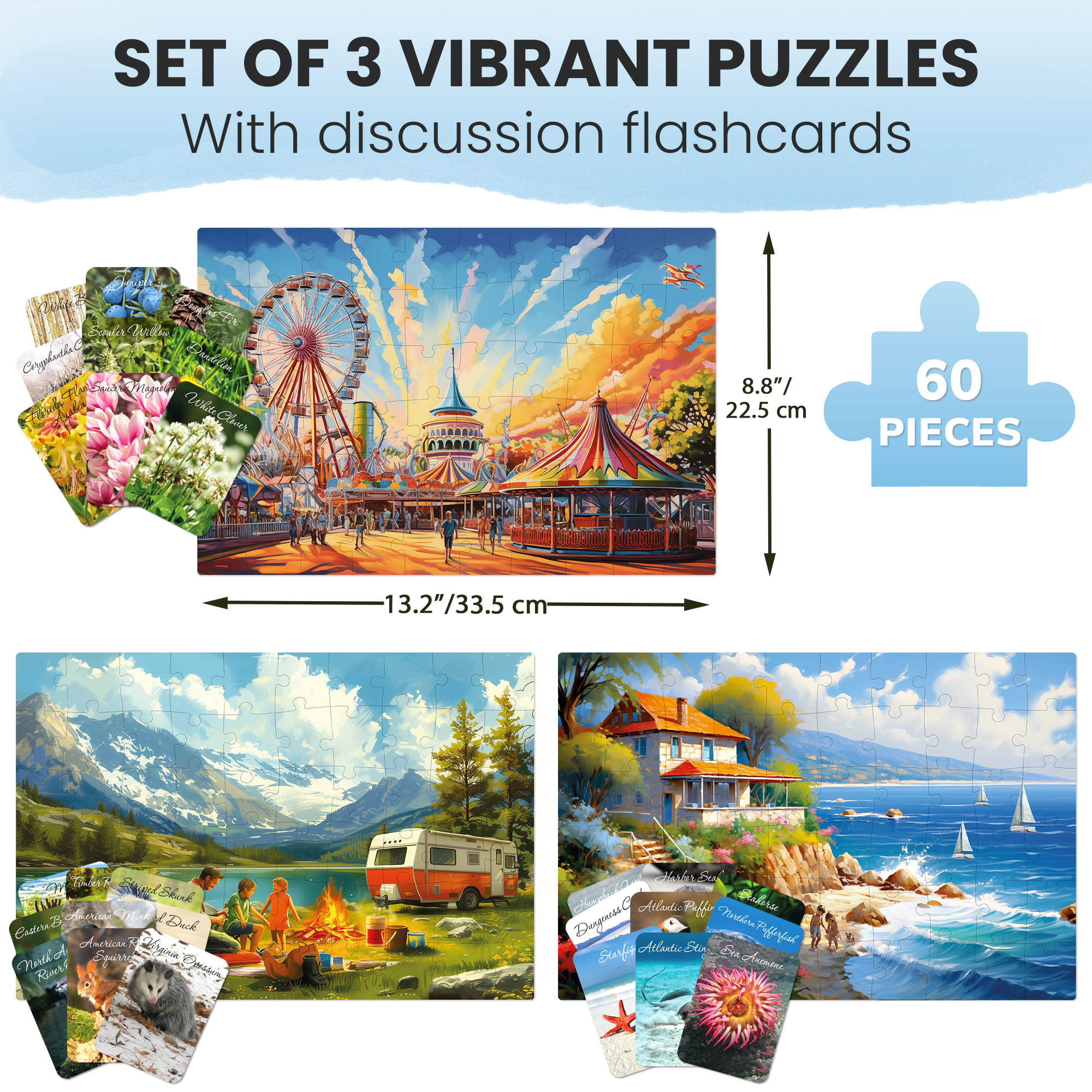 QUOKKA Dementia Jigsaw Puzzles for Seniors, 60 Piece Large with Memory Cards Adults