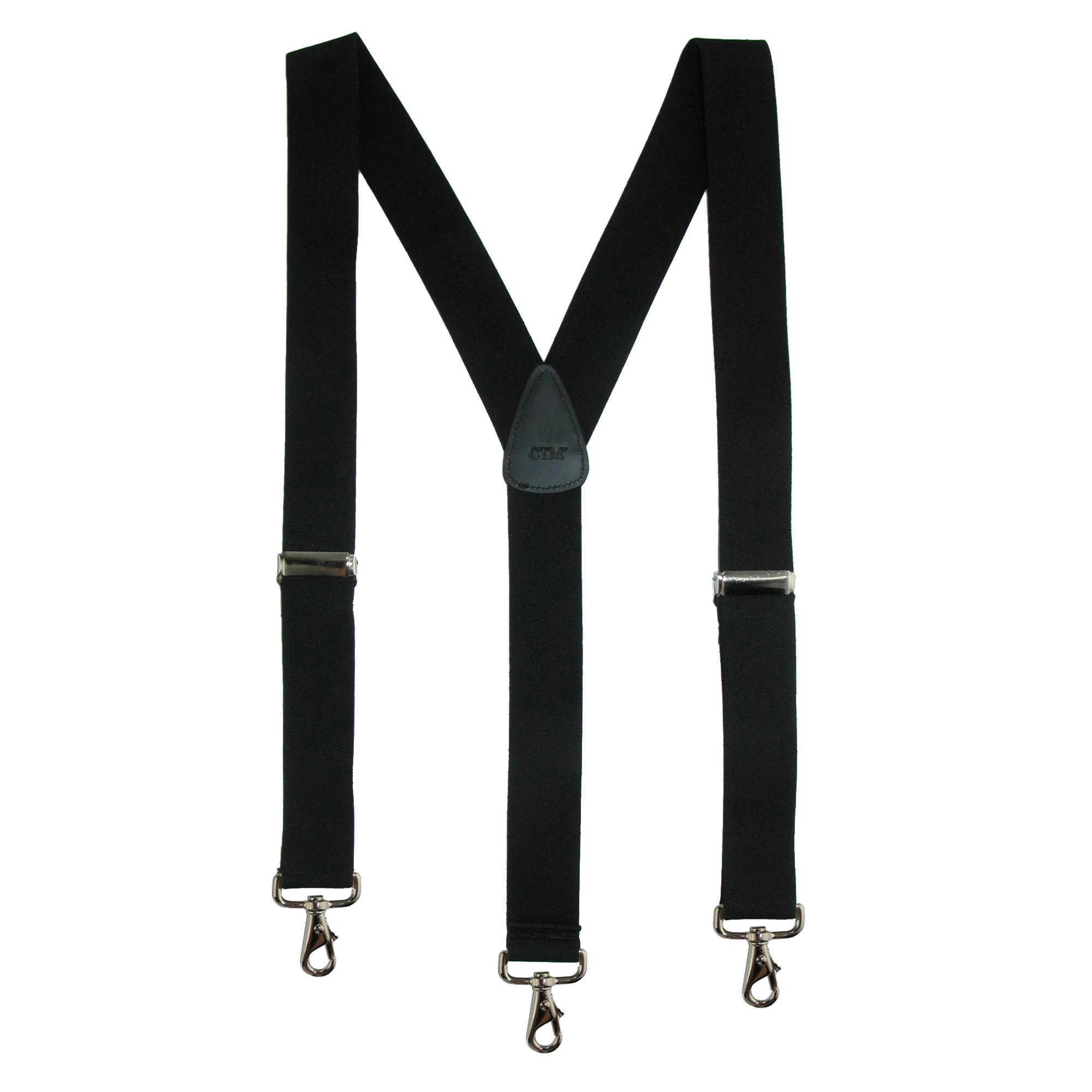 CTM Men's Big & Tall Elastic Solid Y-Back Suspender with Swivel Hook Ends