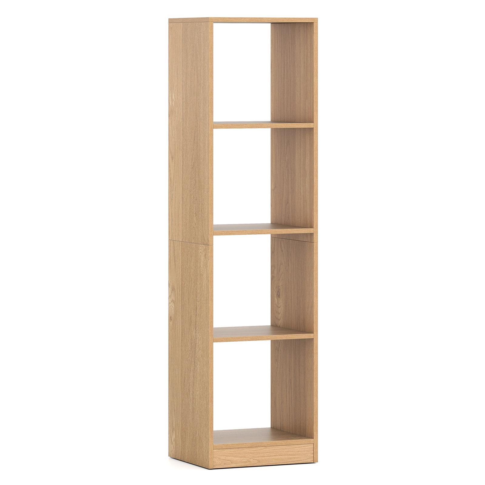 SUGIFT Natural 5-Tier 4-Cube Narrow Bookshelf 56 in Tall with 4 Anti-Tipping Kits
