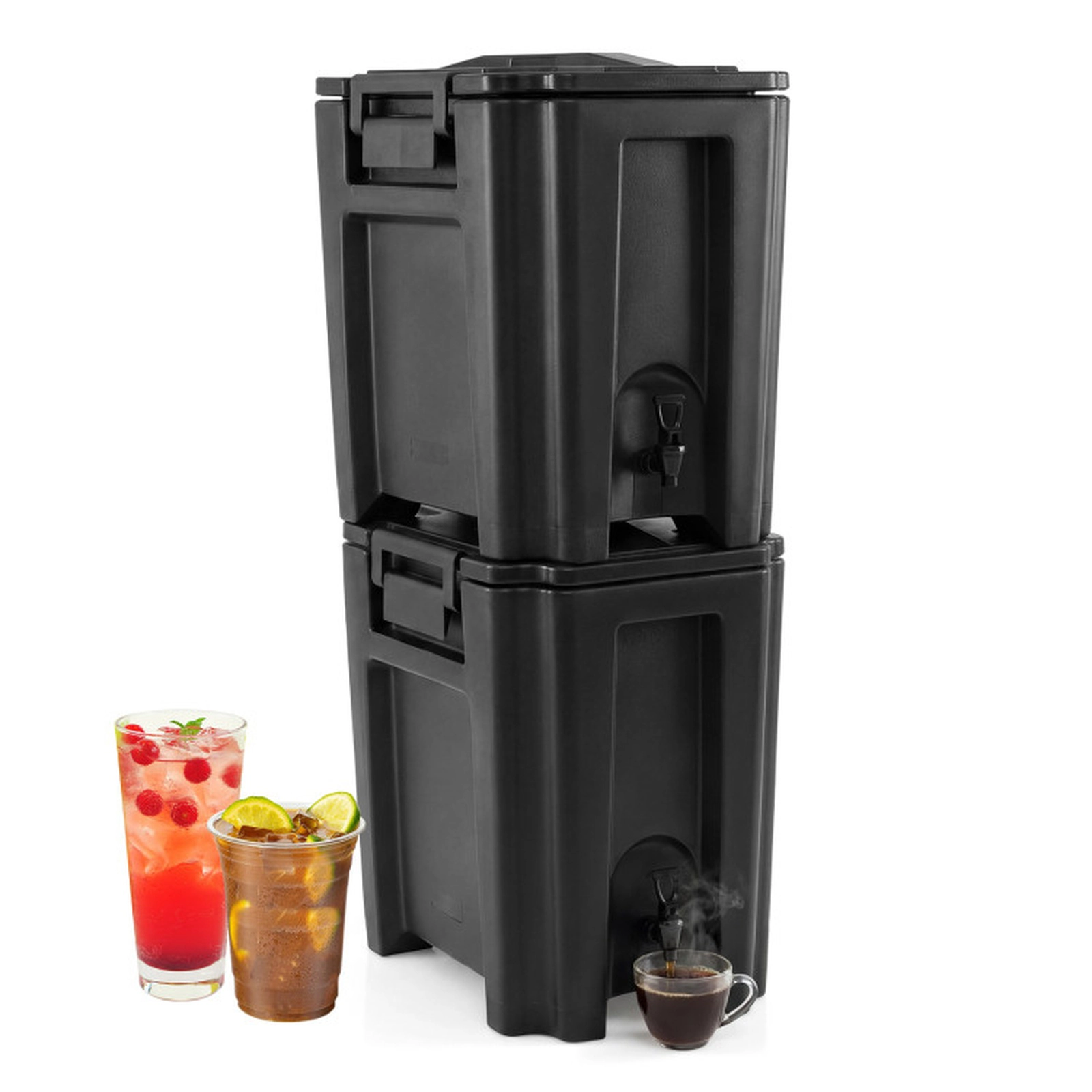 SUGIFT Triple-Layer Insulated Beverage Dispenser with Two-Stage Faucet 13.2-Gallon Capacity Black