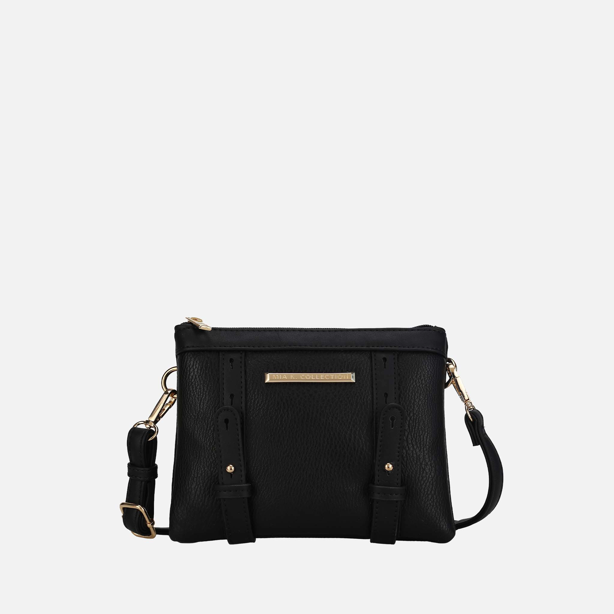 Mia K Collection Elsie Vegan Leather Compact Crossbody, Gold-Tone Hardware