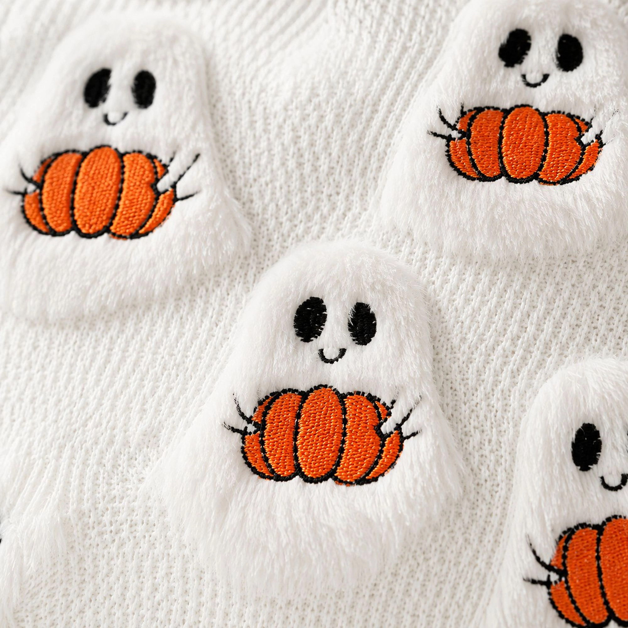 Alilang Halloween Textured Pumpkin Ghost Decorative Throw Pillow Cover
