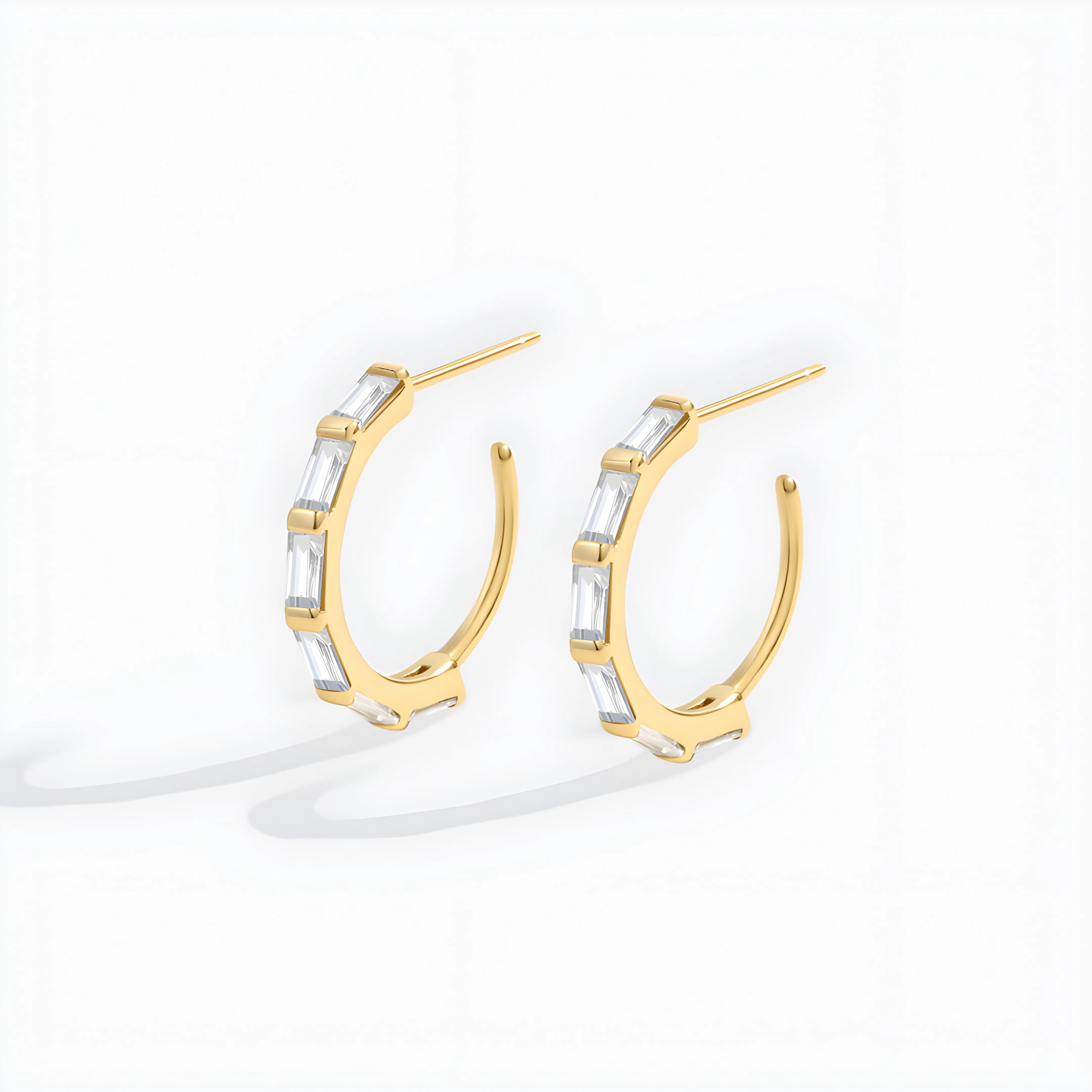 Mint & Lily Women's Baguette Cubic Zirconia Hoop Earrings