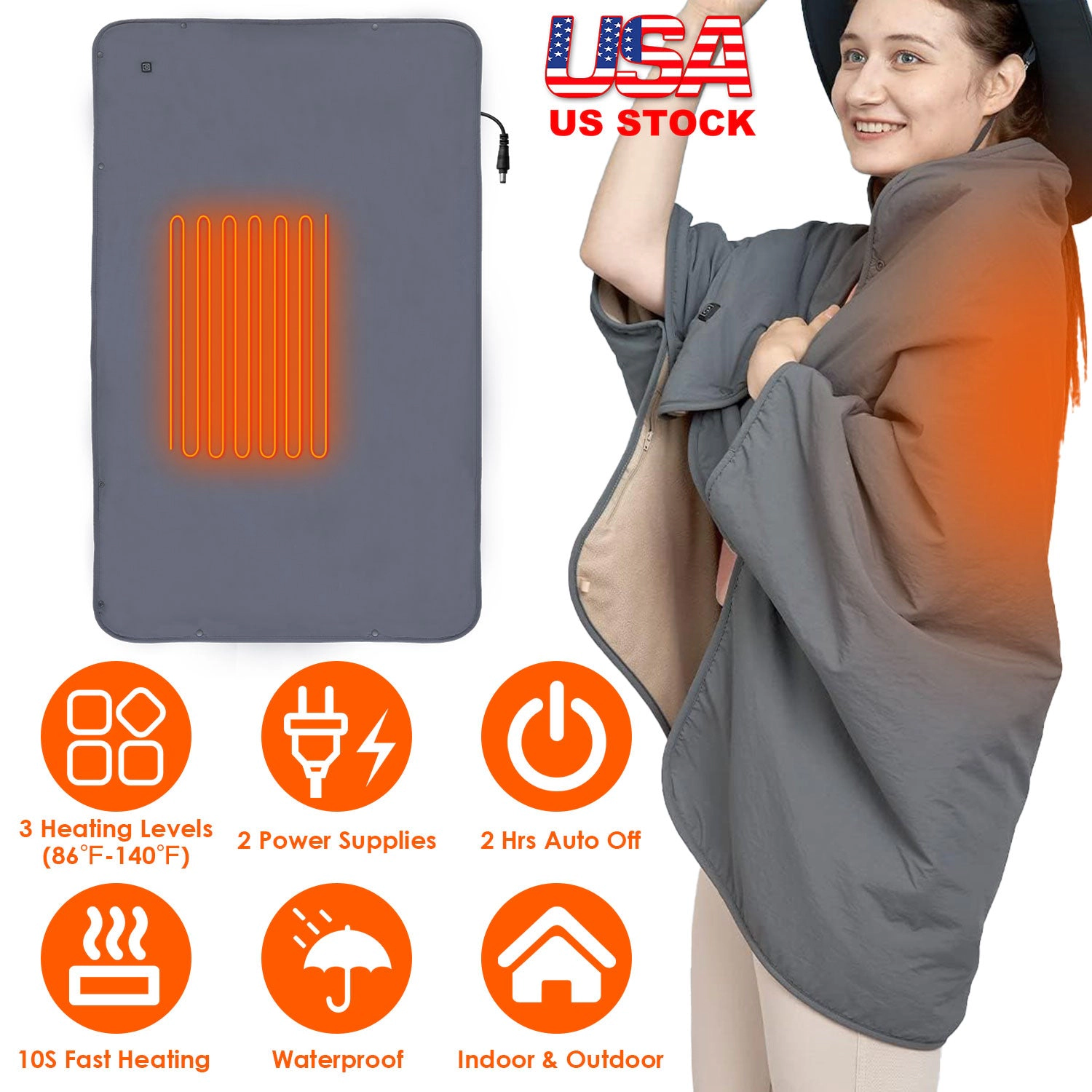 GBruno Waterproof Heated Throw Blanket With Auto-Off