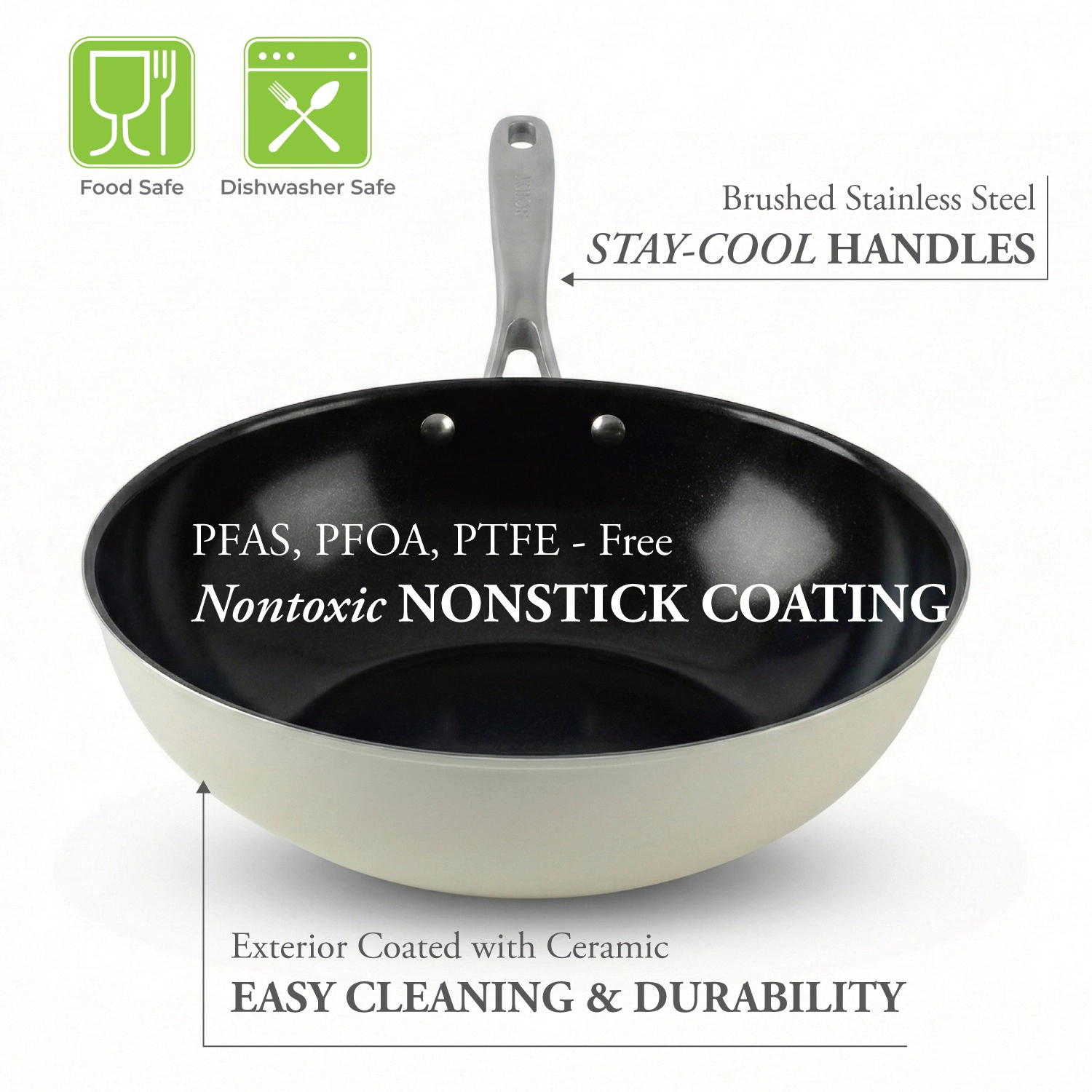 TECHEF - ValenCera - 12 Inch Wok/Stir-Fry Pan with Cover