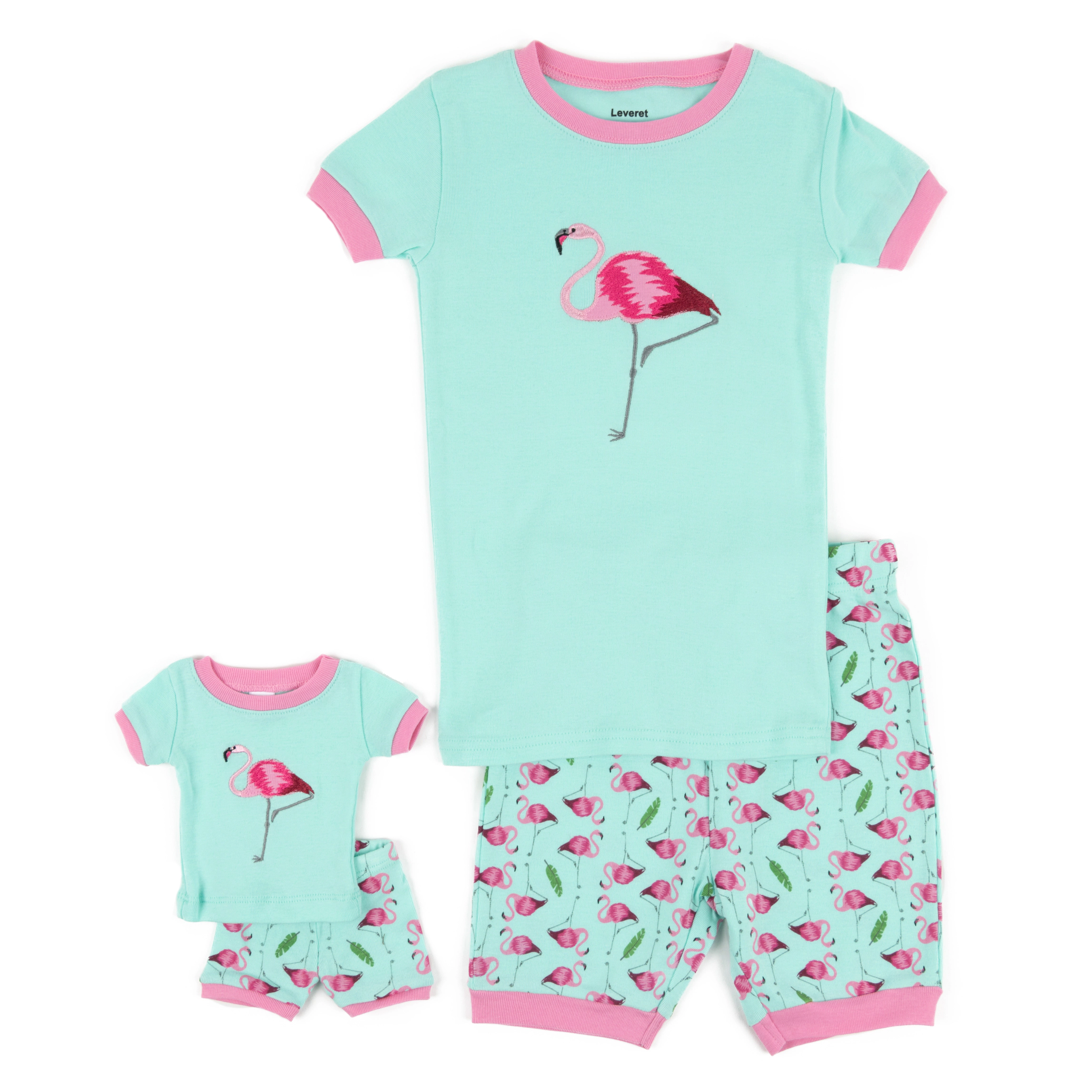 Leveret Girl & Doll Matching Short Sleeve Cotton Novelty Pajama Sets