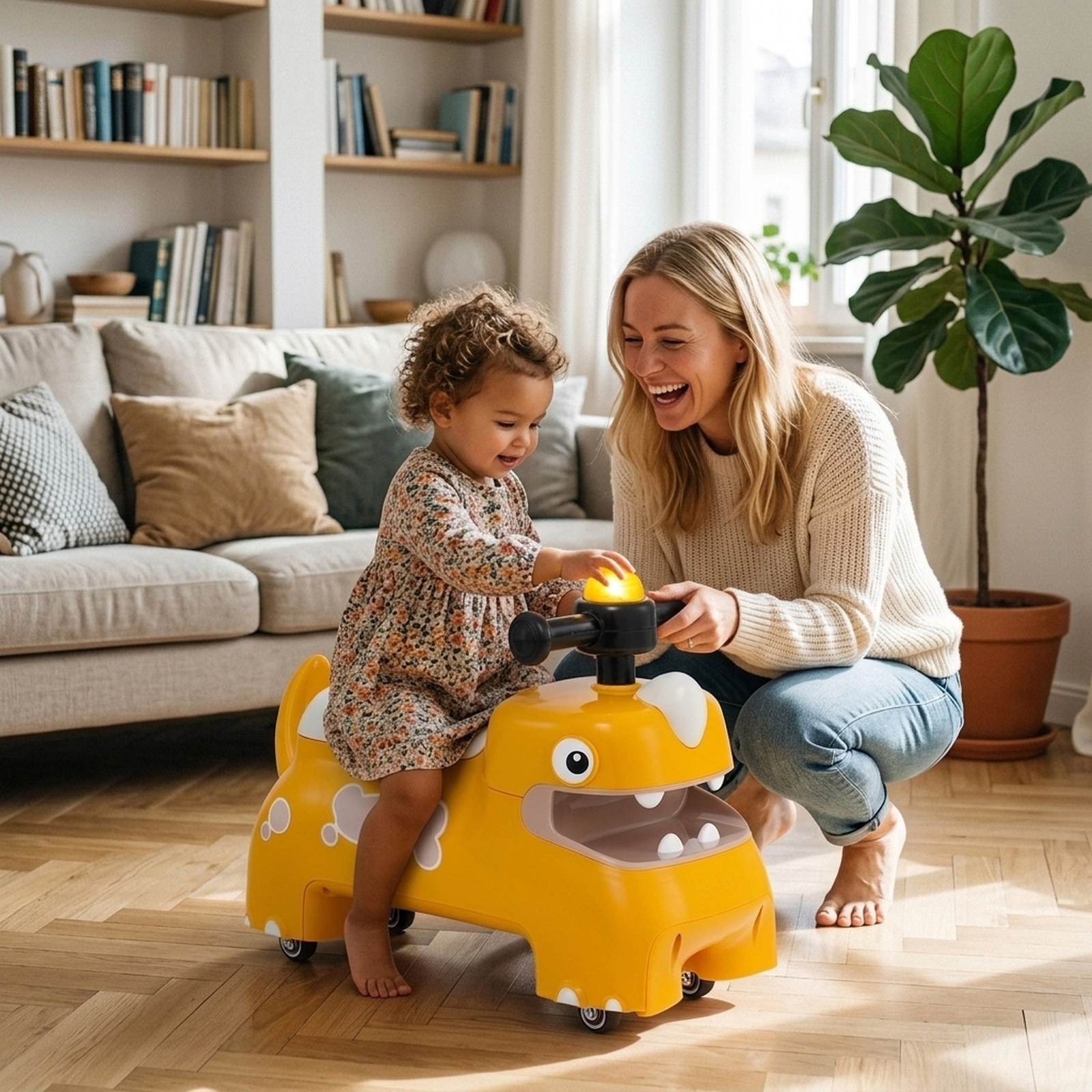 Toddler Ride on Toy Sliding Car 6 Sounds Flashing LED Lights Under Seat Storage 18 Months+ 55-lb Limit