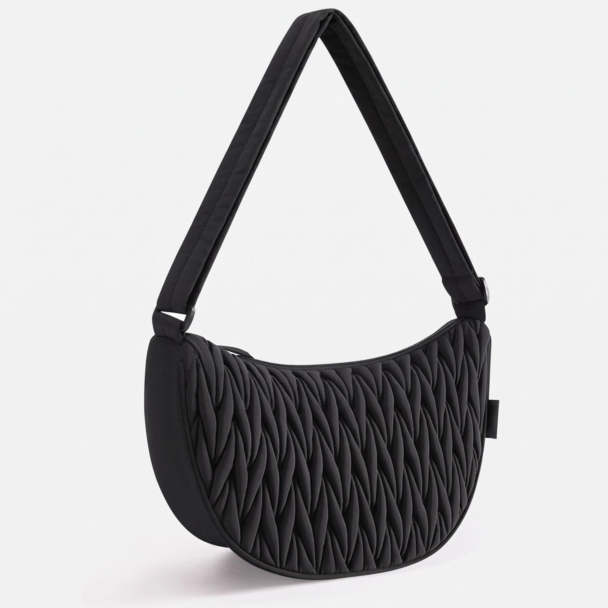 Alilang Women's Ruched Crescent Shoulder Bag with Knotted Wide Adjustable Strap 11.8x3.5x6.3in