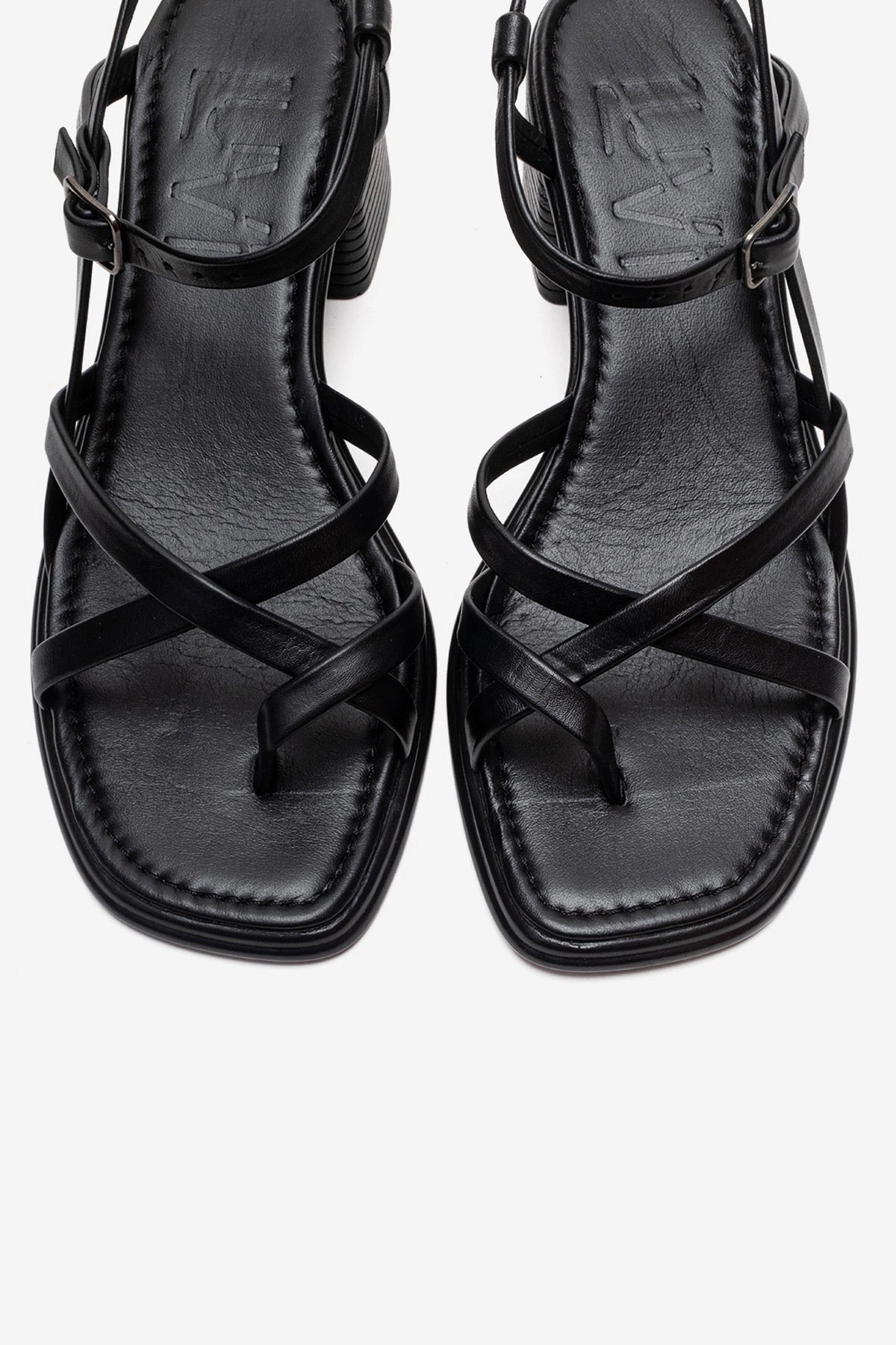 Forever & Always Womens Lavish Leather Block Heel Sandal