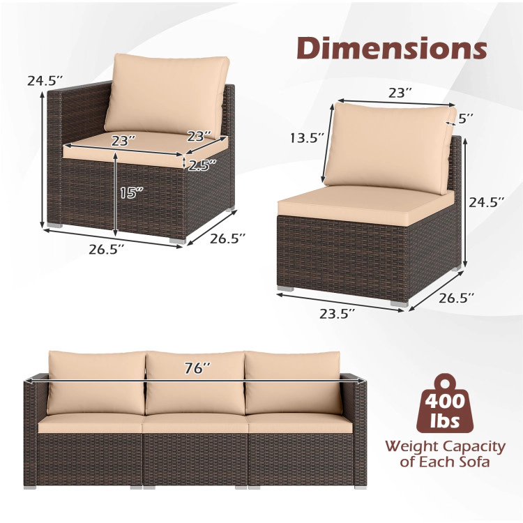 Hivvago 3 Pieces Outdoor Sectional Sofa Set With Soft Cushions