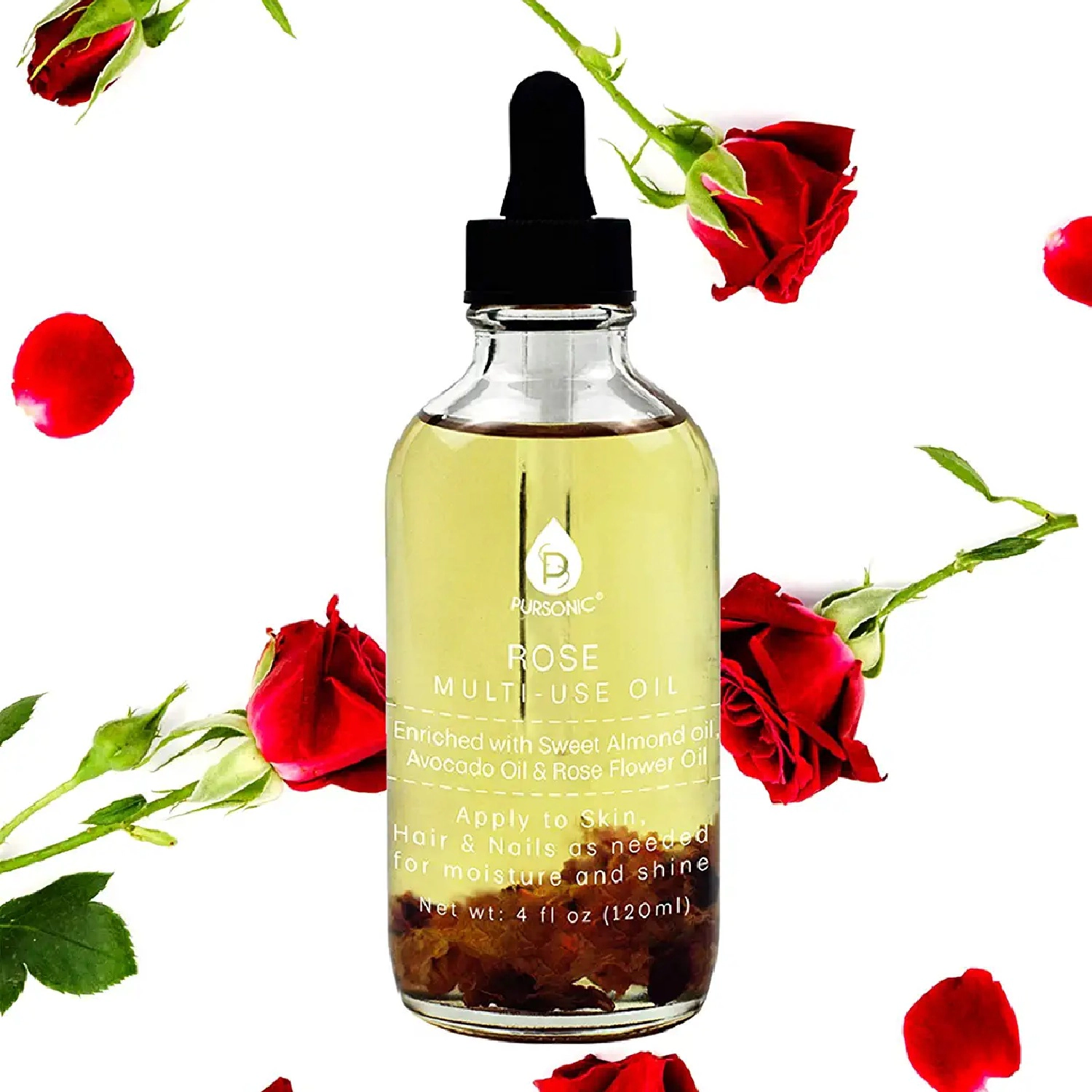 Pursonic Unisex Rose Flower Multi-Use Moisturizing Body Oil