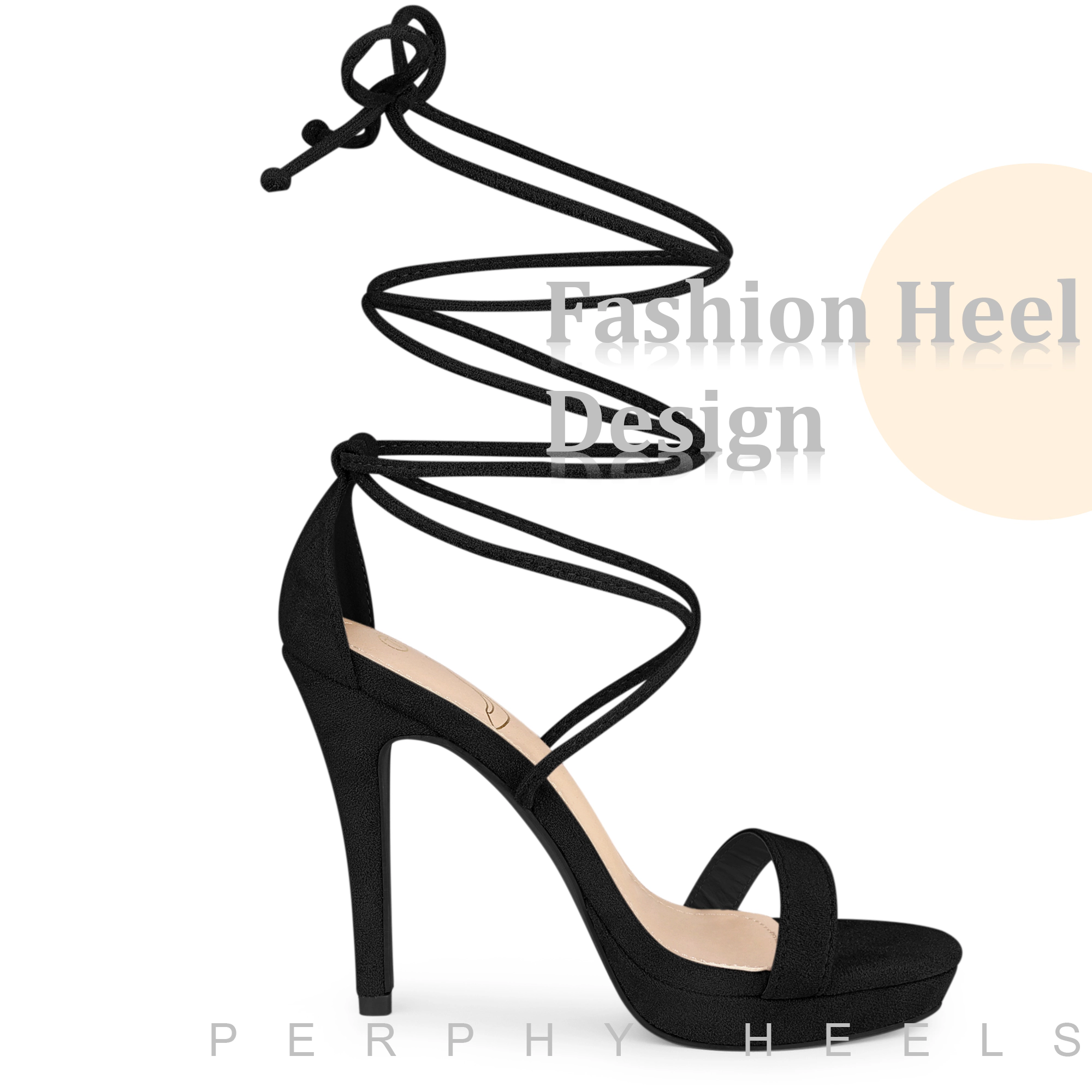 BLISSFUL STEP Women's Platform Stiletto Heels Lace Up Strappy Padded Insole Sandals