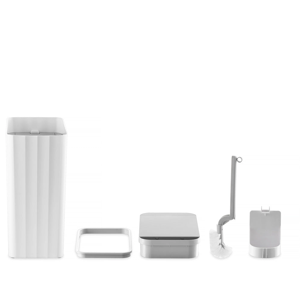 Ninestars Slim 2.6-Gallon Plastic Motion Sensor Trash Can With Toilet Brush