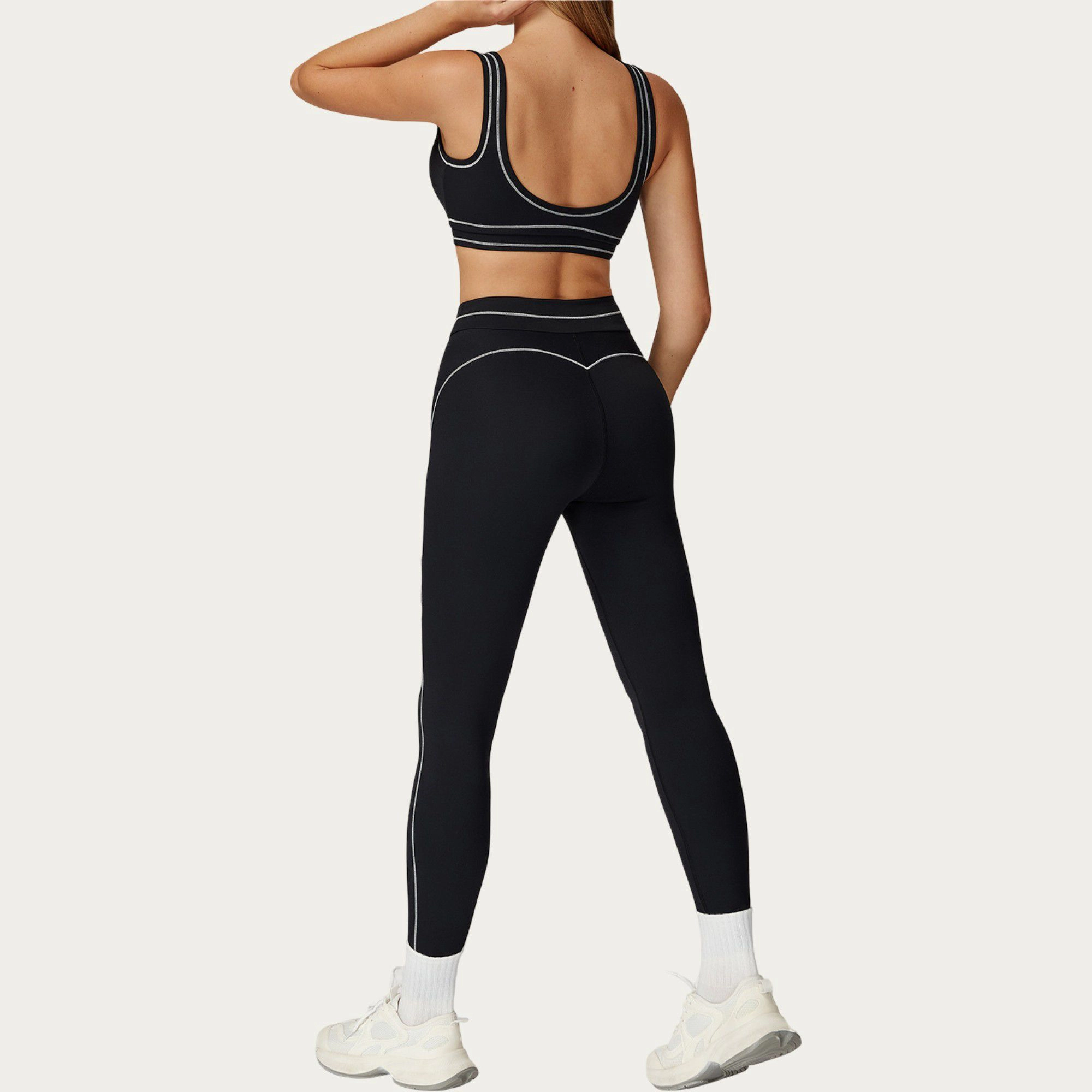 Anna-Kaci Active Women's High Waist Sculpting Leggings with Curved Contrast Seam Detailing