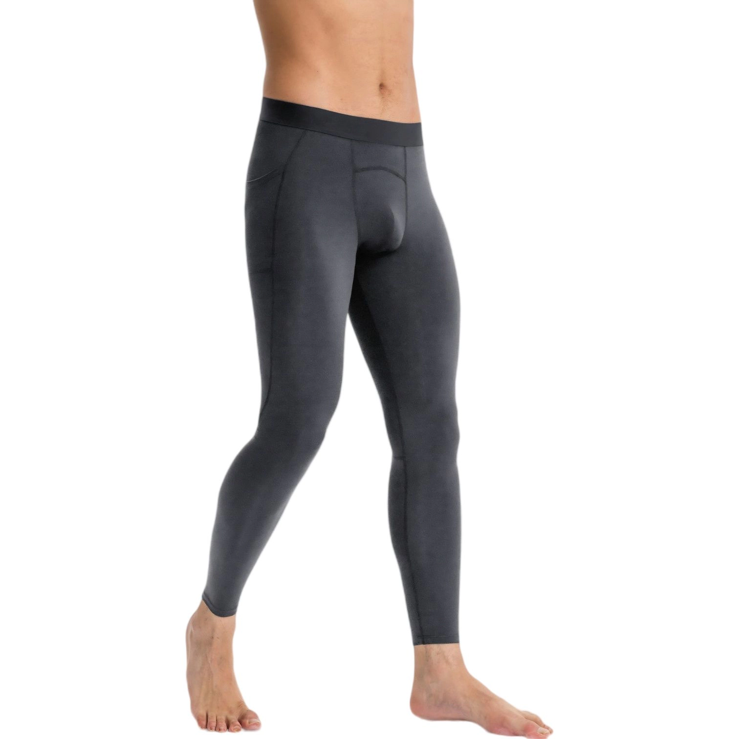 Anna-Kaci Men's Full-Length Seamless Compression Leggings with Smooth Wide Waistband and Second-Skin Fit