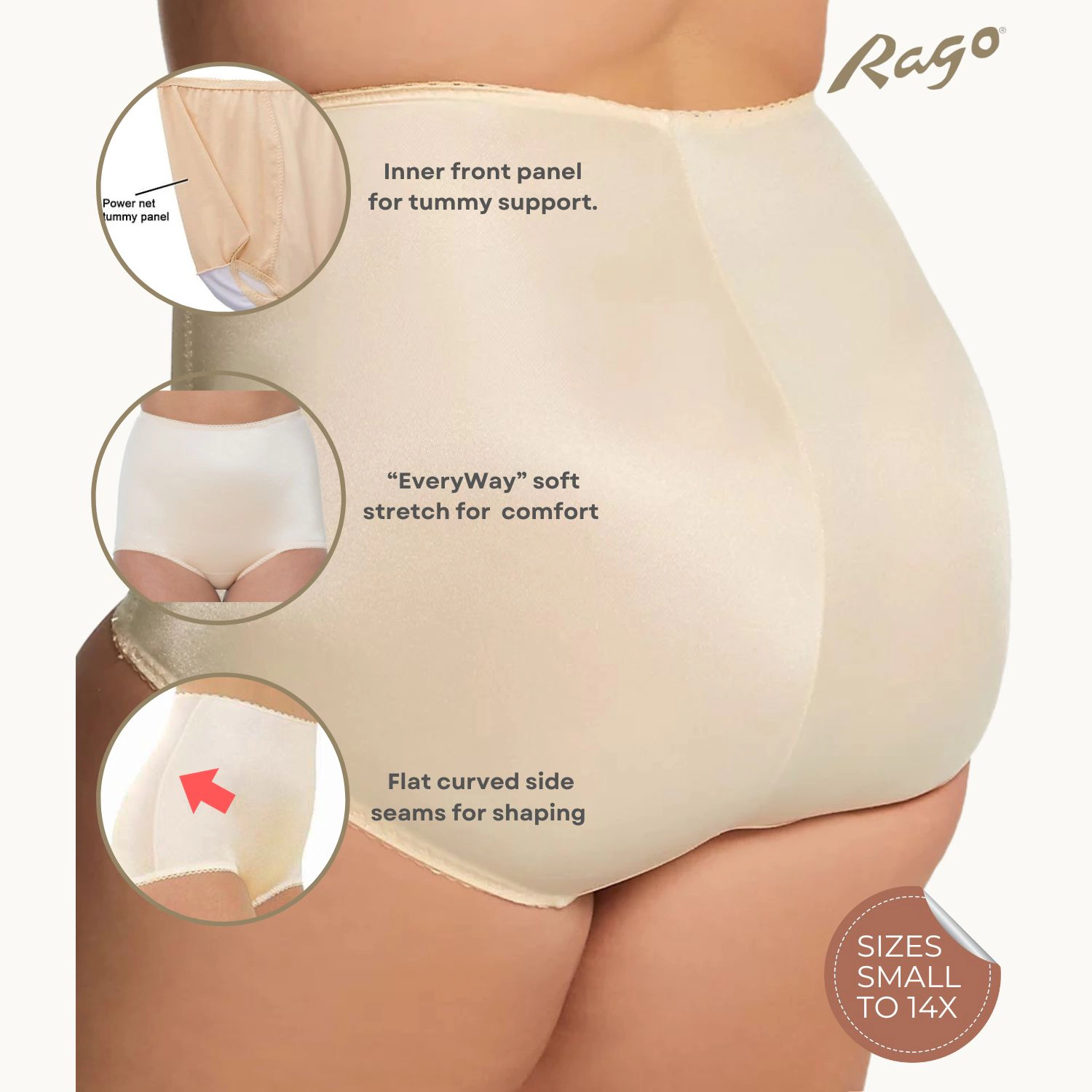 Rago Light Shaping Tummy Control Panty with Inner lining Style