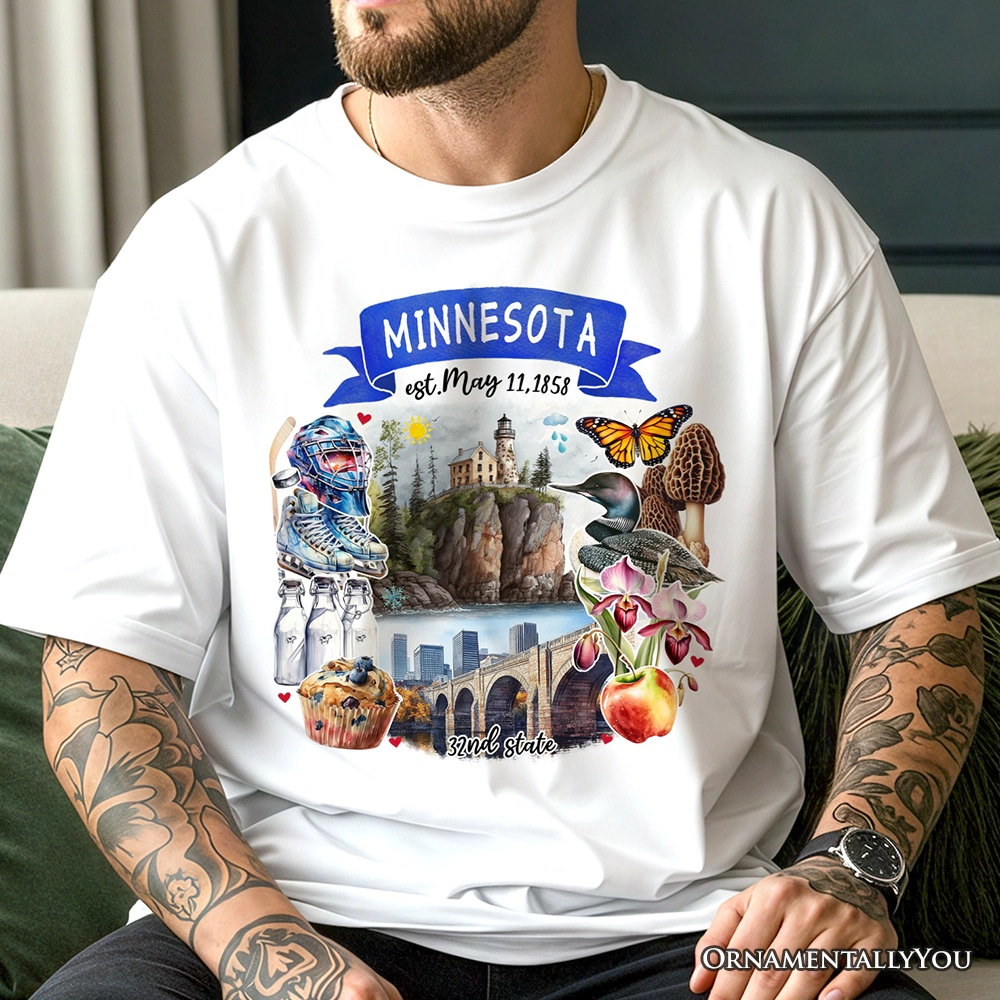 OrnamentallyYou Unisex Artistic Minnesota State Themes And Landmarks T-Shirt