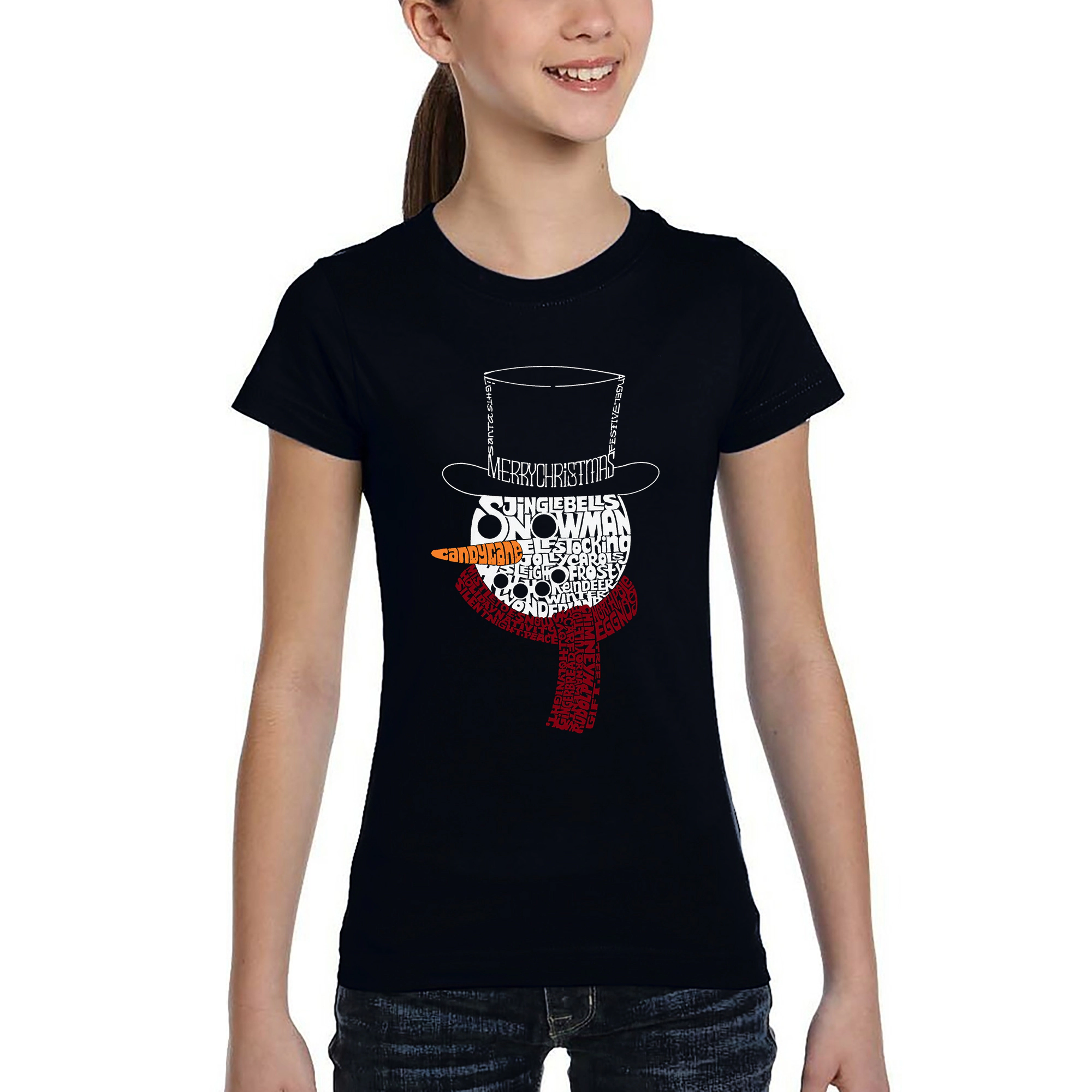 LA Pop Art Girls Word T-Shirt - Snowman Face