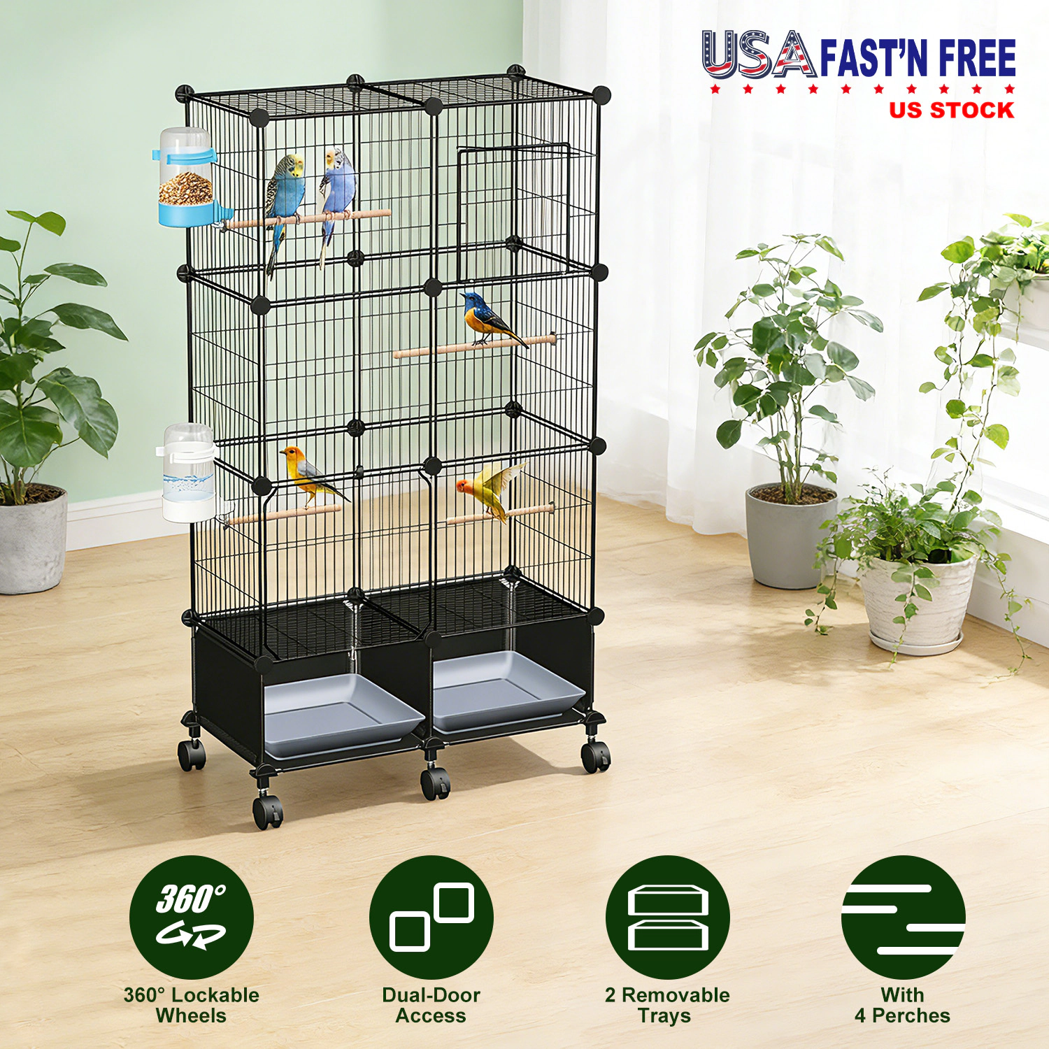 IMounTEK Unisex 46-Inch Rolling Bird Cage