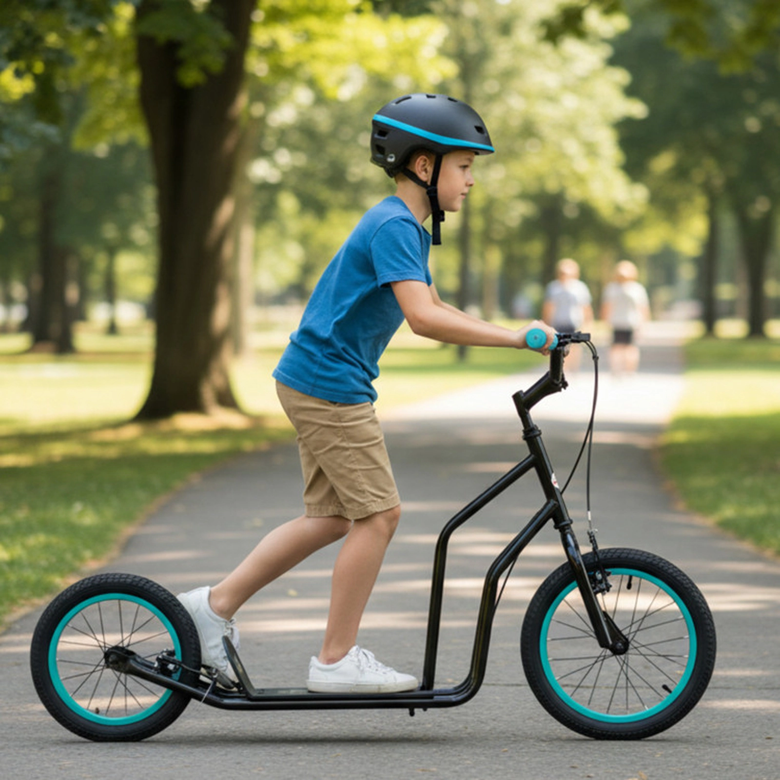 SUGIFT Youth Scooter with Adjustable Handlebar and 16/14-in Inflatable Wheels 110-lb Capacity Ages 8+ Black