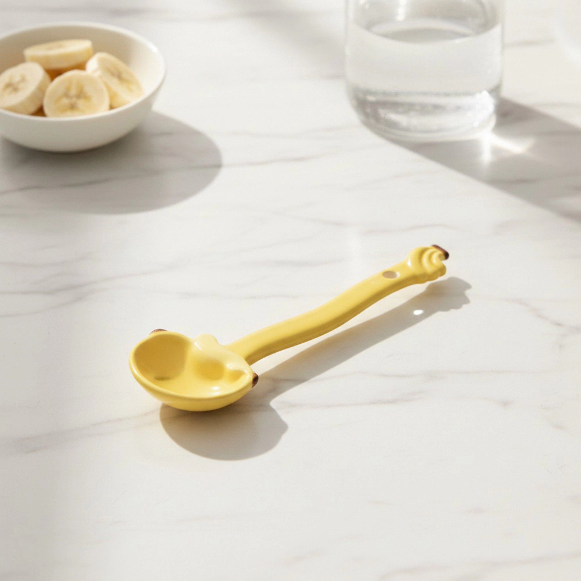 Alilang Unisex Apple Shaped Ceramic Reusable Spoon Set with Hanging Handle Design 3 Piece